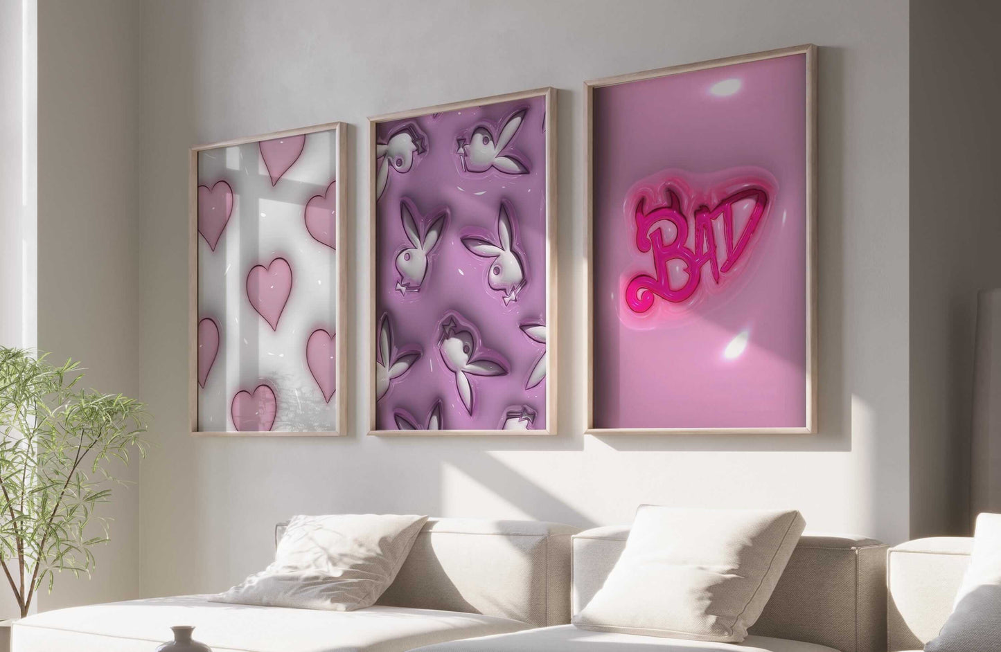 PINK Hypebeast 3D Poster Set of 3 - Haus of Prints