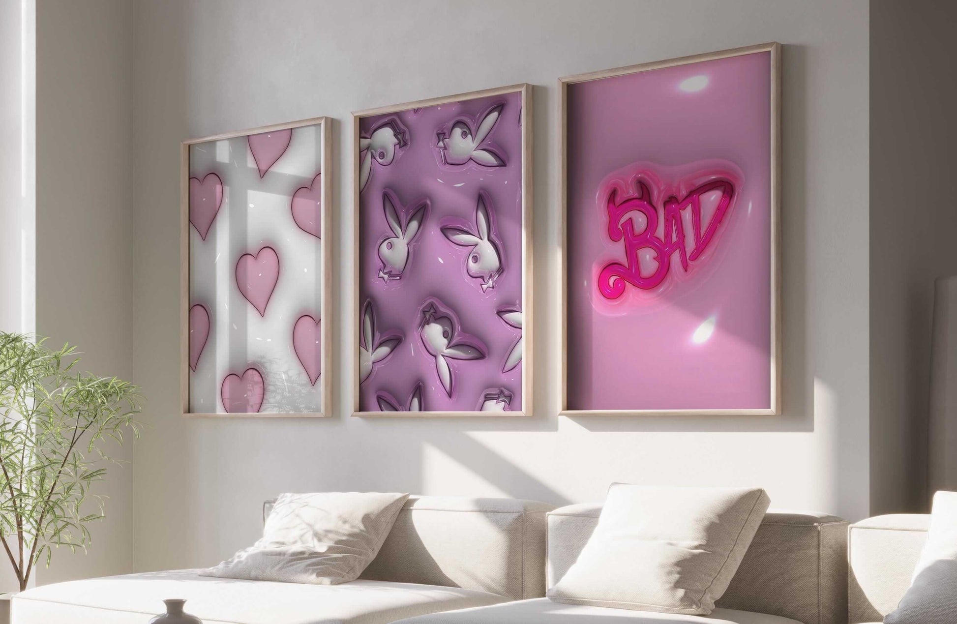 PINK Hypebeast 3D Poster Set of 3 - Haus of Prints