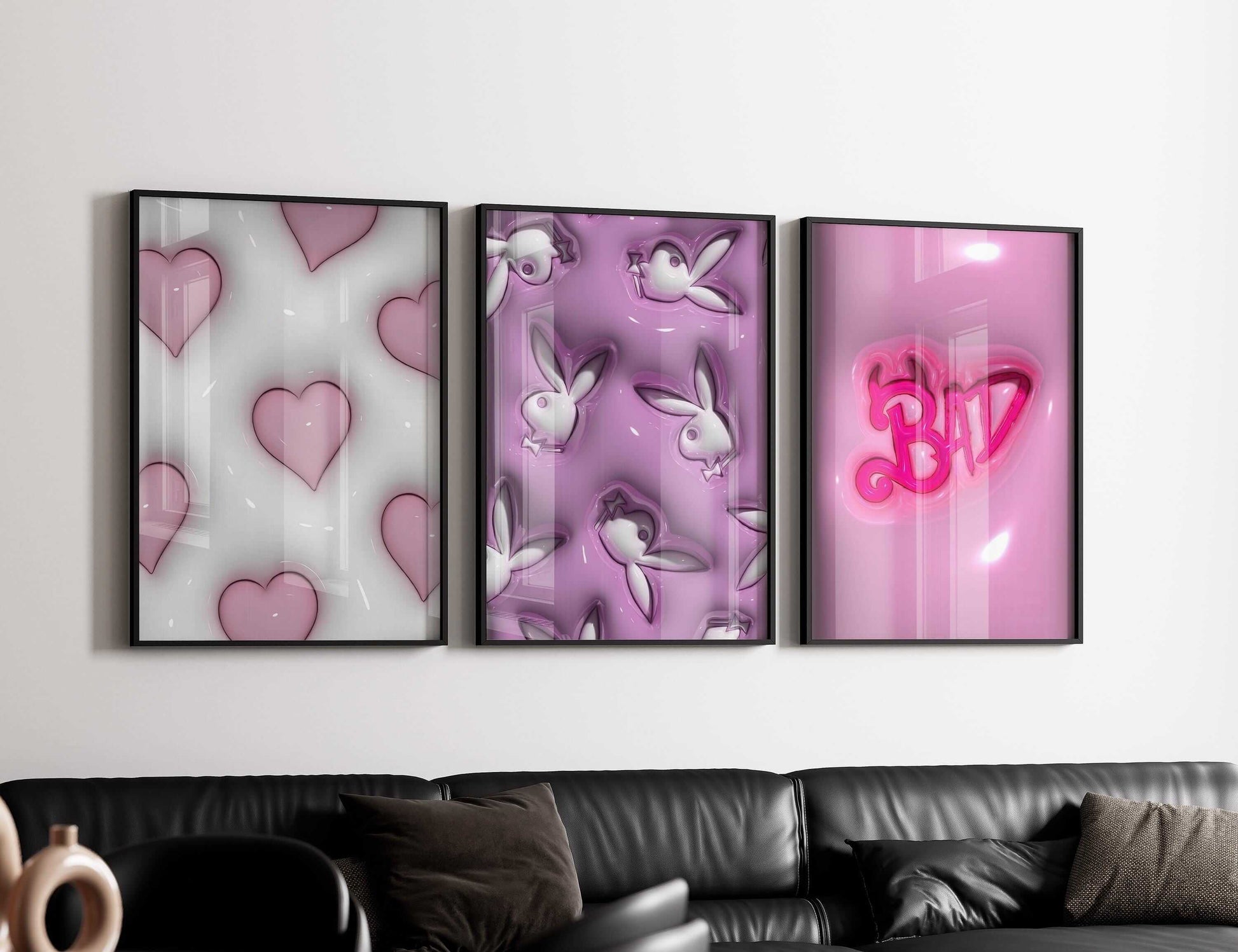 PINK Hypebeast 3D Poster Set of 3 - Haus of Prints
