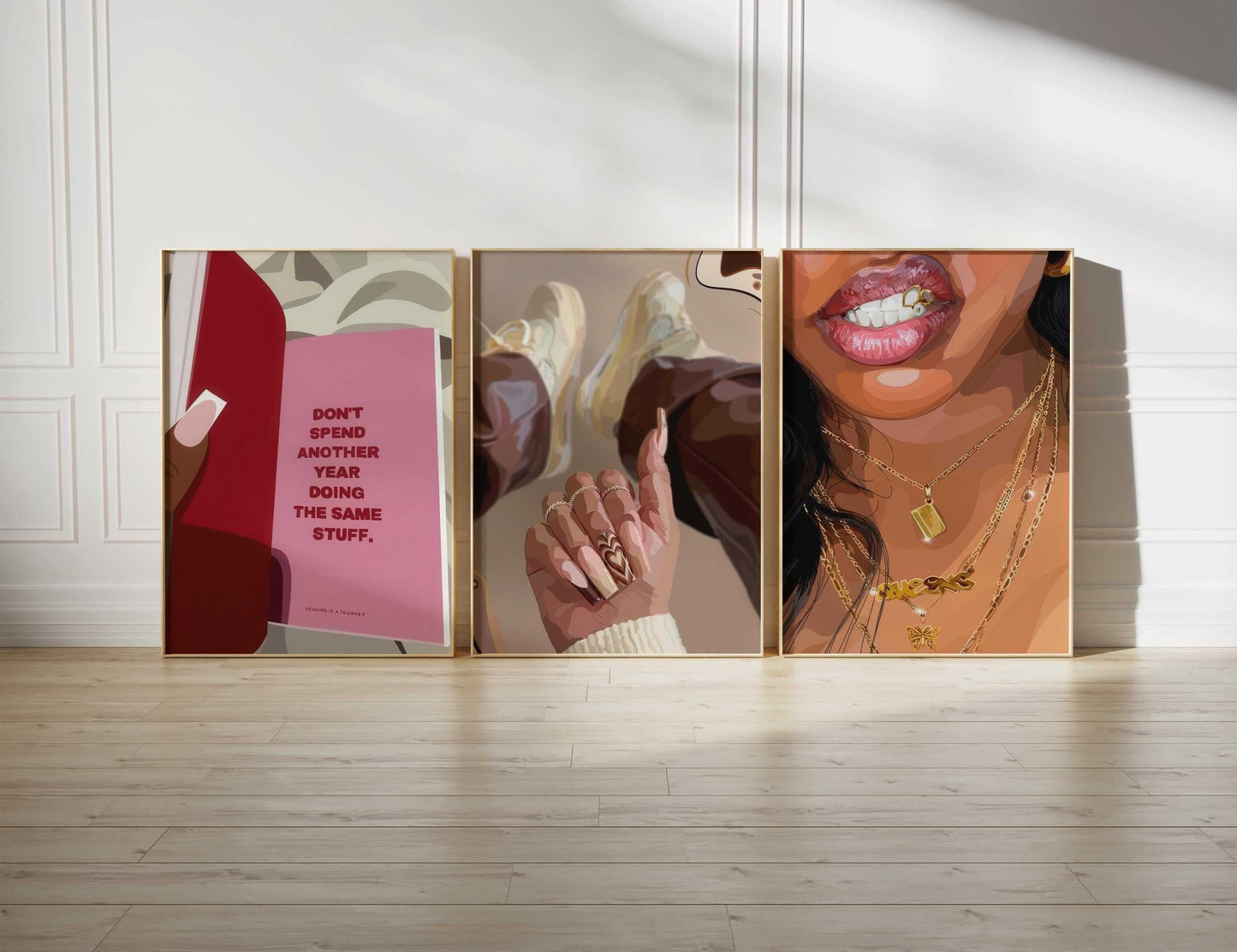 Pink Black Girl Poster Set of 6 - Haus of Prints