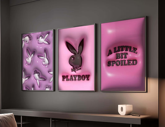Pink Hypebeast 3D Wall Art Prints Set of 3 - Haus of Prints