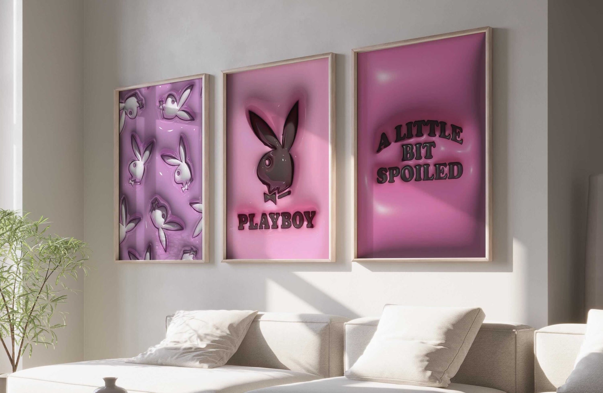 Pink Hypebeast 3D Wall Art Prints Set of 3 - Haus of Prints