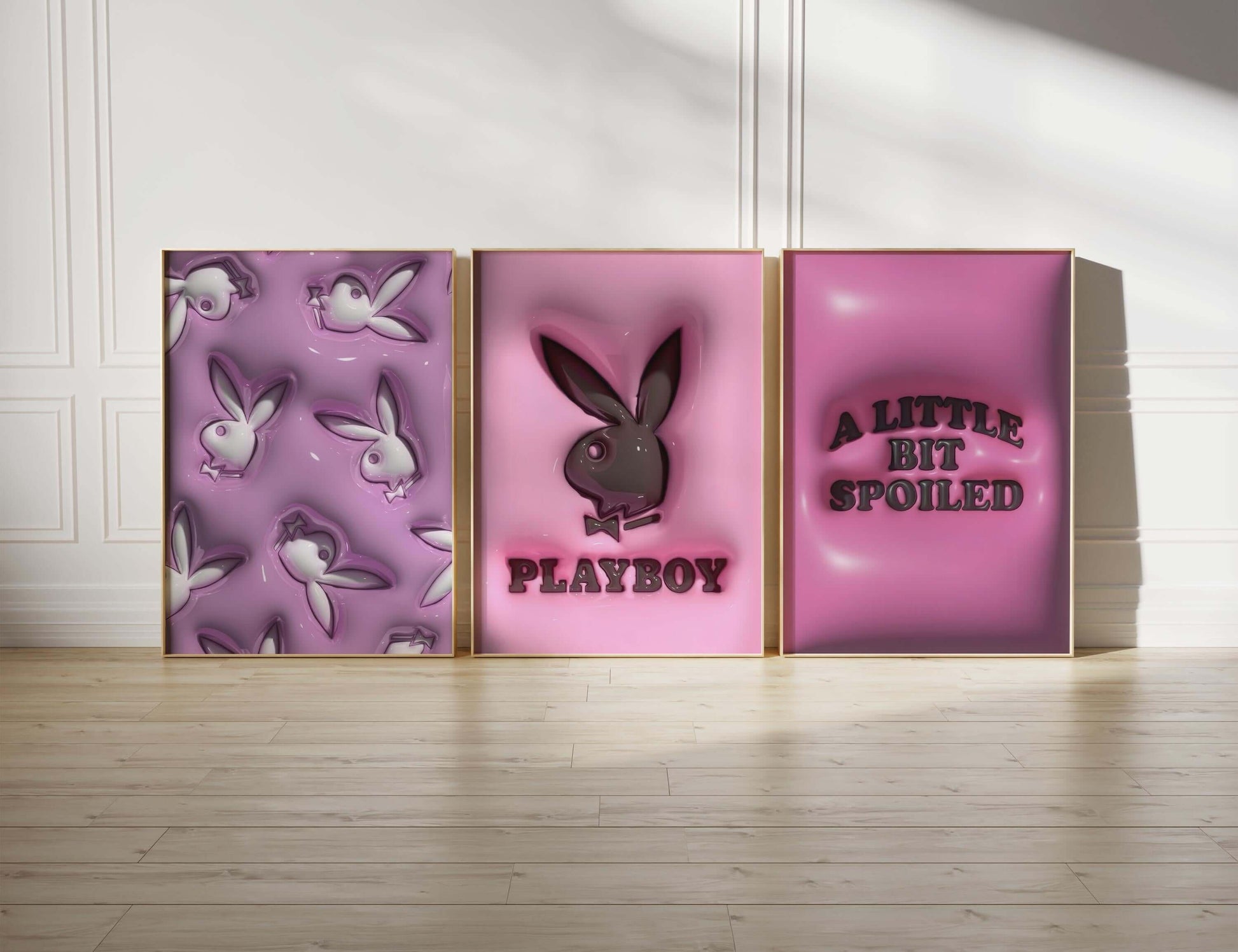 Pink Hypebeast 3D Wall Art Prints Set of 3 - Haus of Prints