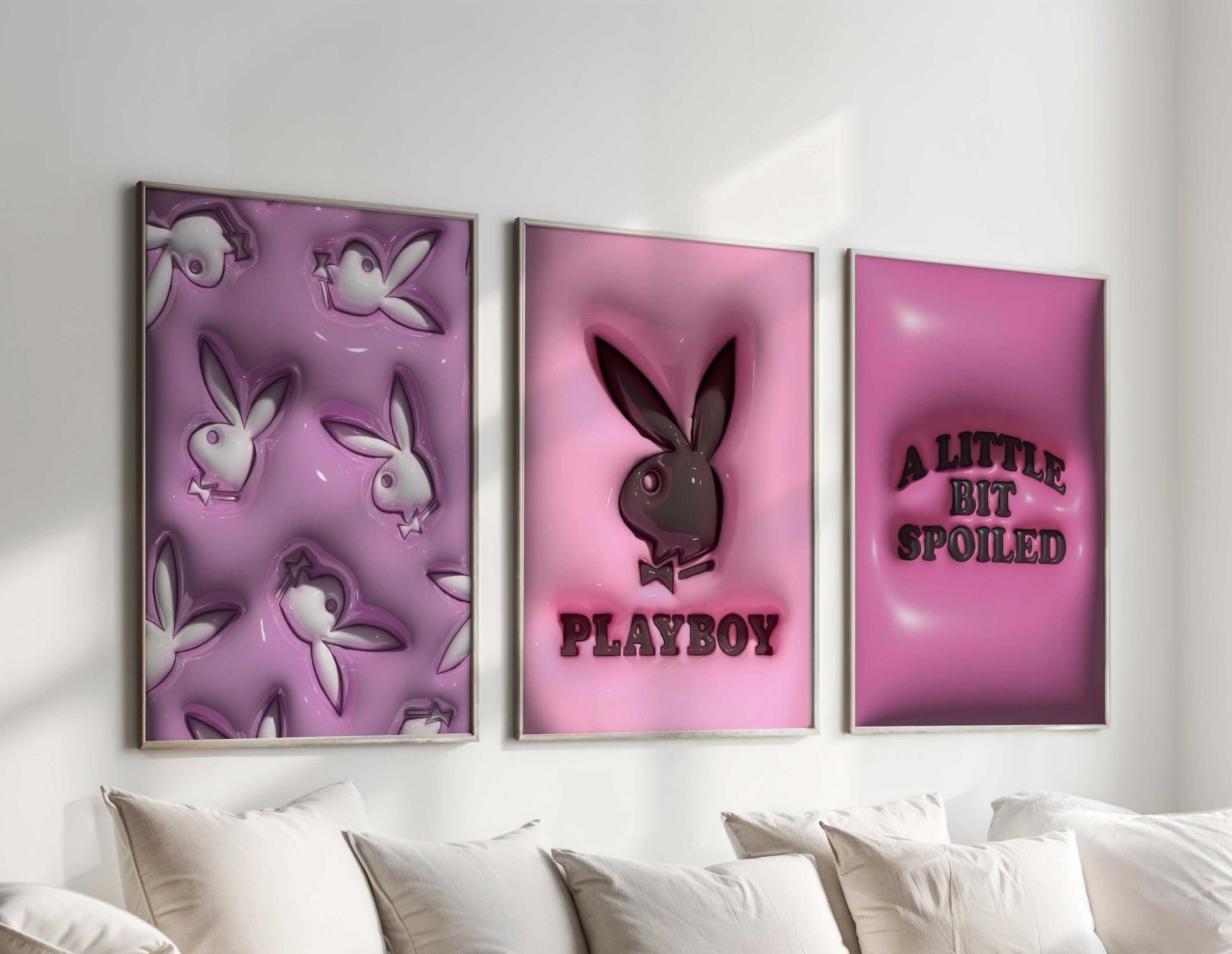 Pink Hypebeast 3D Wall Art Prints Set of 3 - Haus of Prints