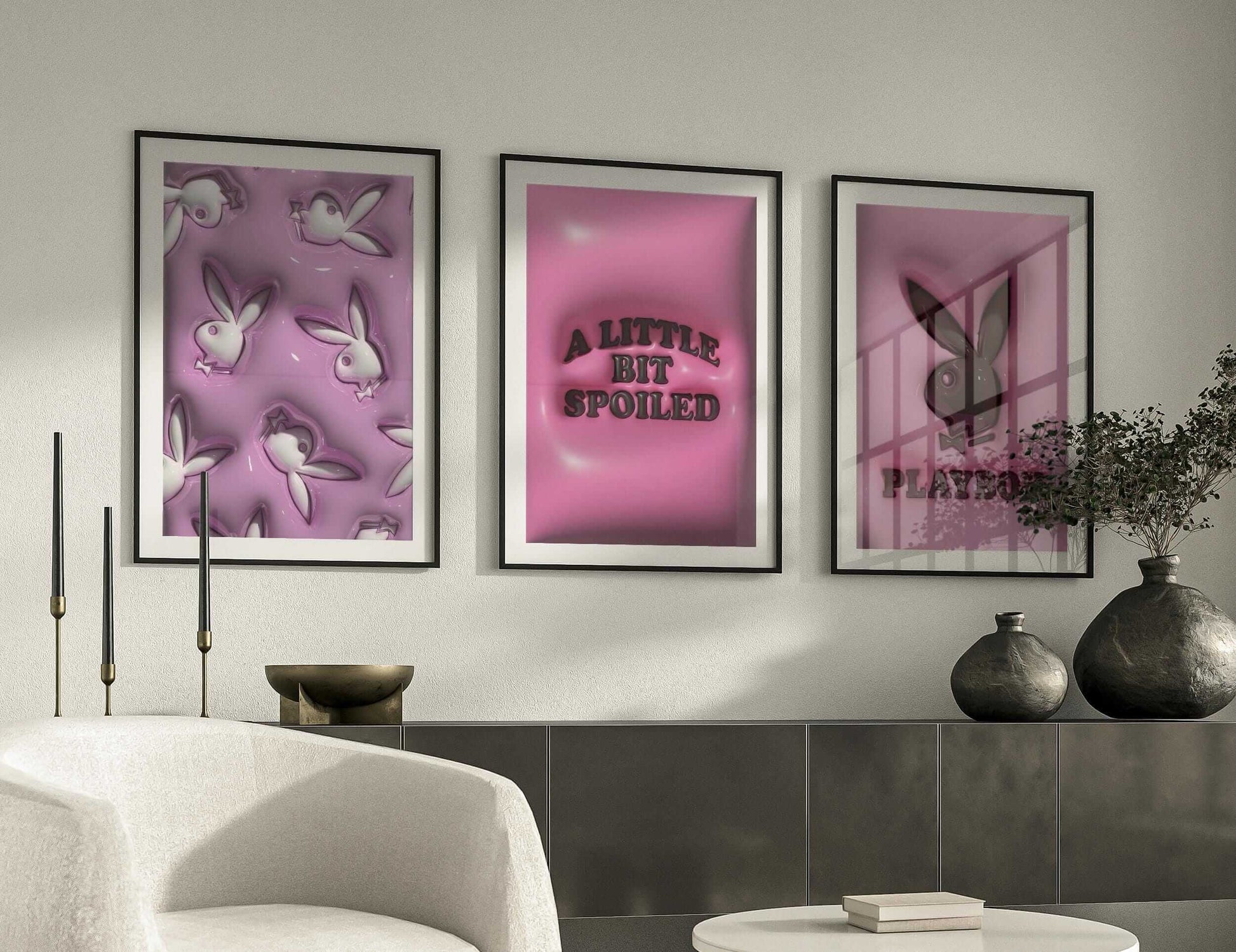 Pink Hypebeast 3D Wall Art Prints Set of 3 - Haus of Prints