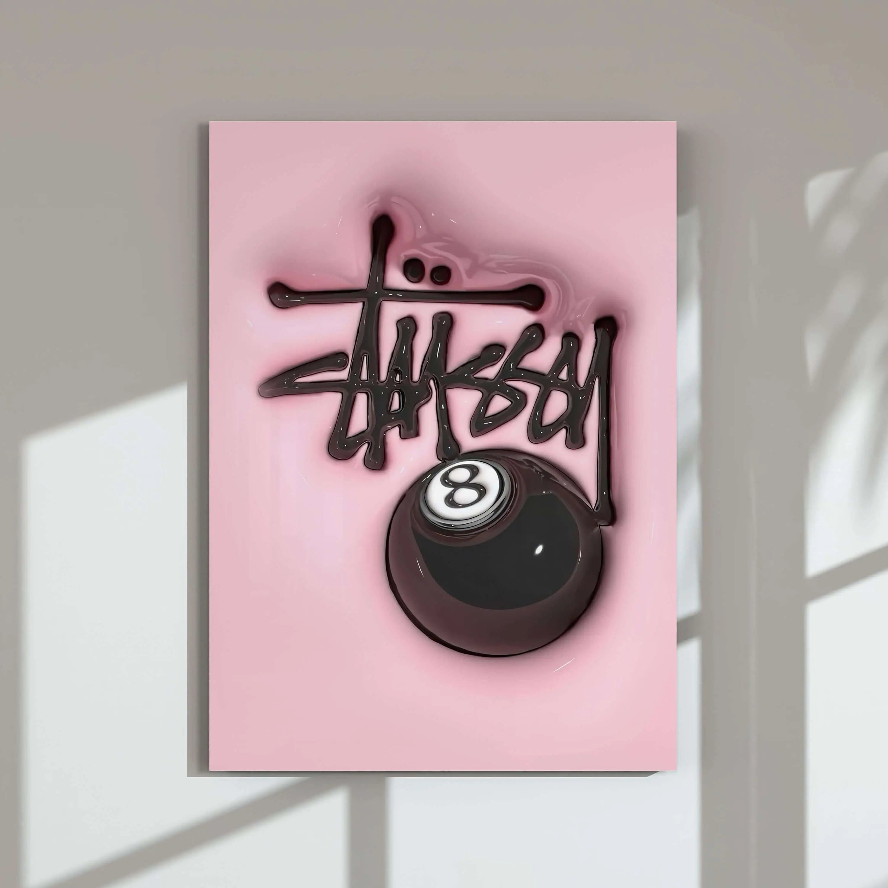 Pink Hypebeast Room Decor Set of 6 featuring bold sneaker art and streetwear digital wall art, perfect for modern living rooms by Haus of Prints.