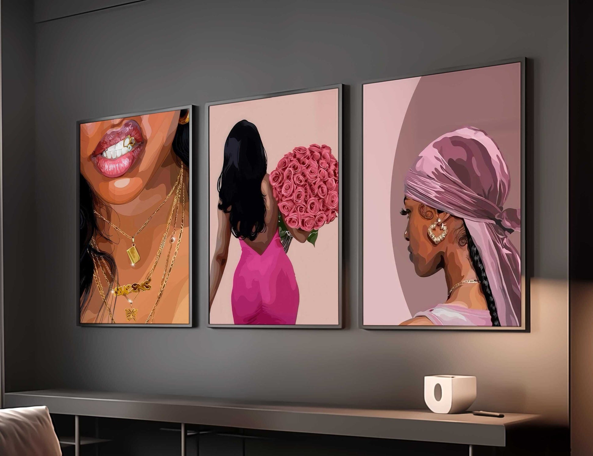 Pink Printable Black Art Set of 3 - Haus of Prints