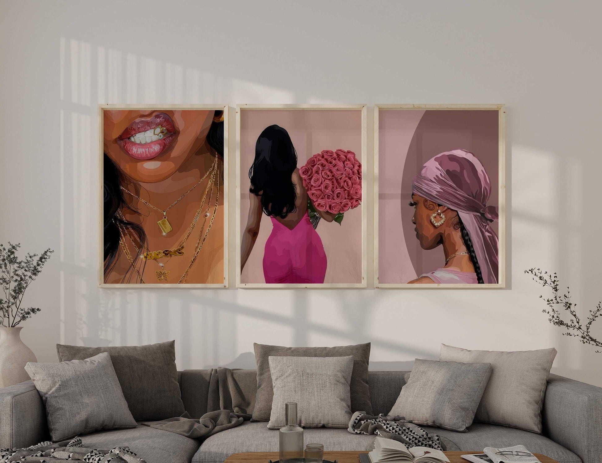 Pink Printable Black Art Set of 3 - Haus of Prints