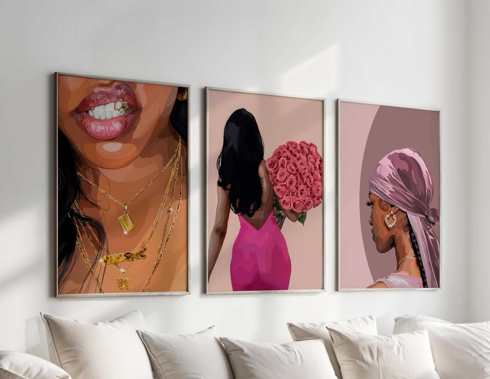 Pink Printable Black Art Set of 3 - Haus of Prints