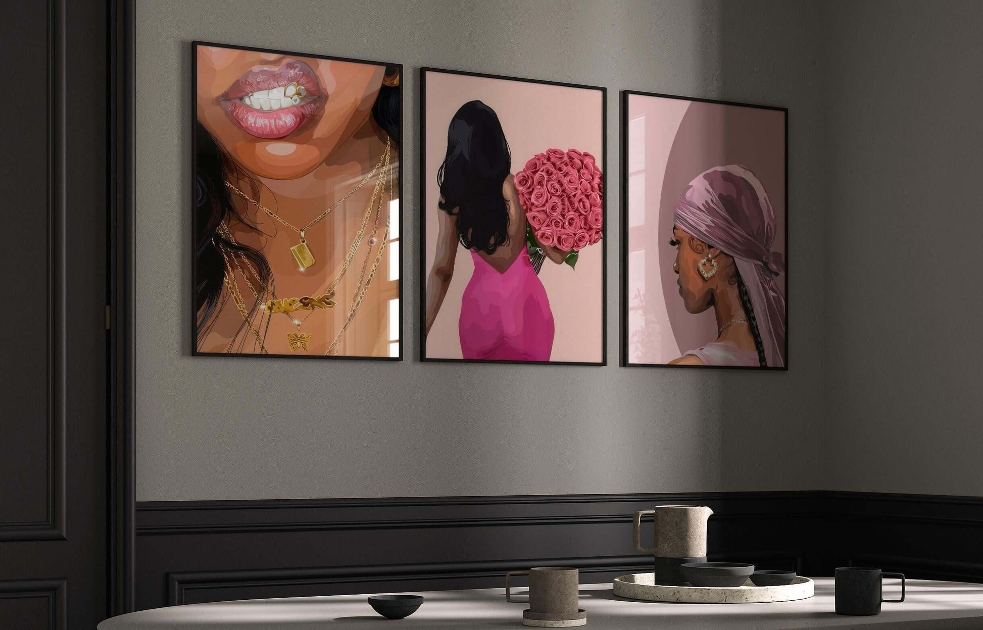 Pink Printable Black Art Set of 3 - Haus of Prints