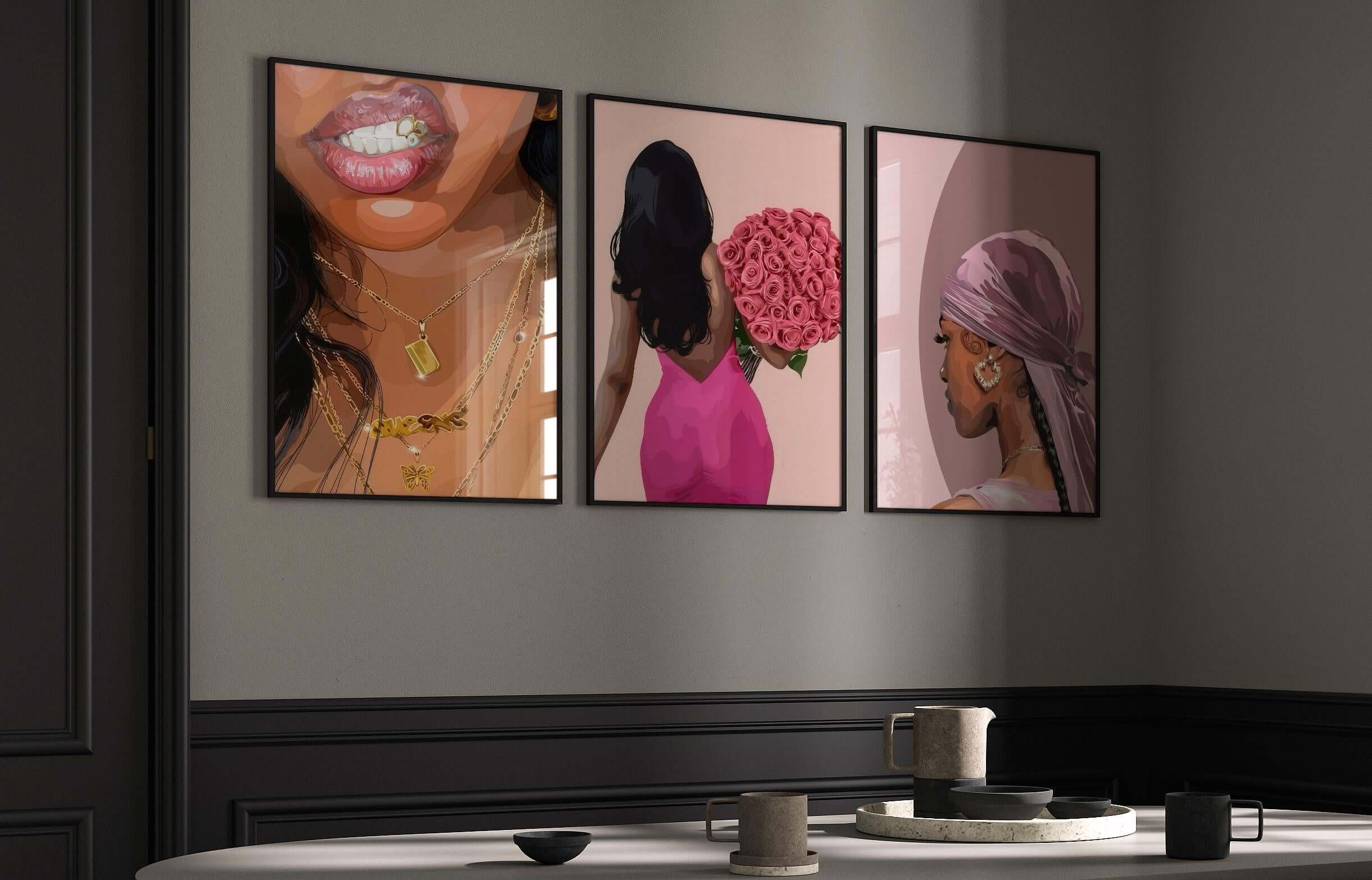 Pink Printable Black Art Set of 3 - Haus of Prints