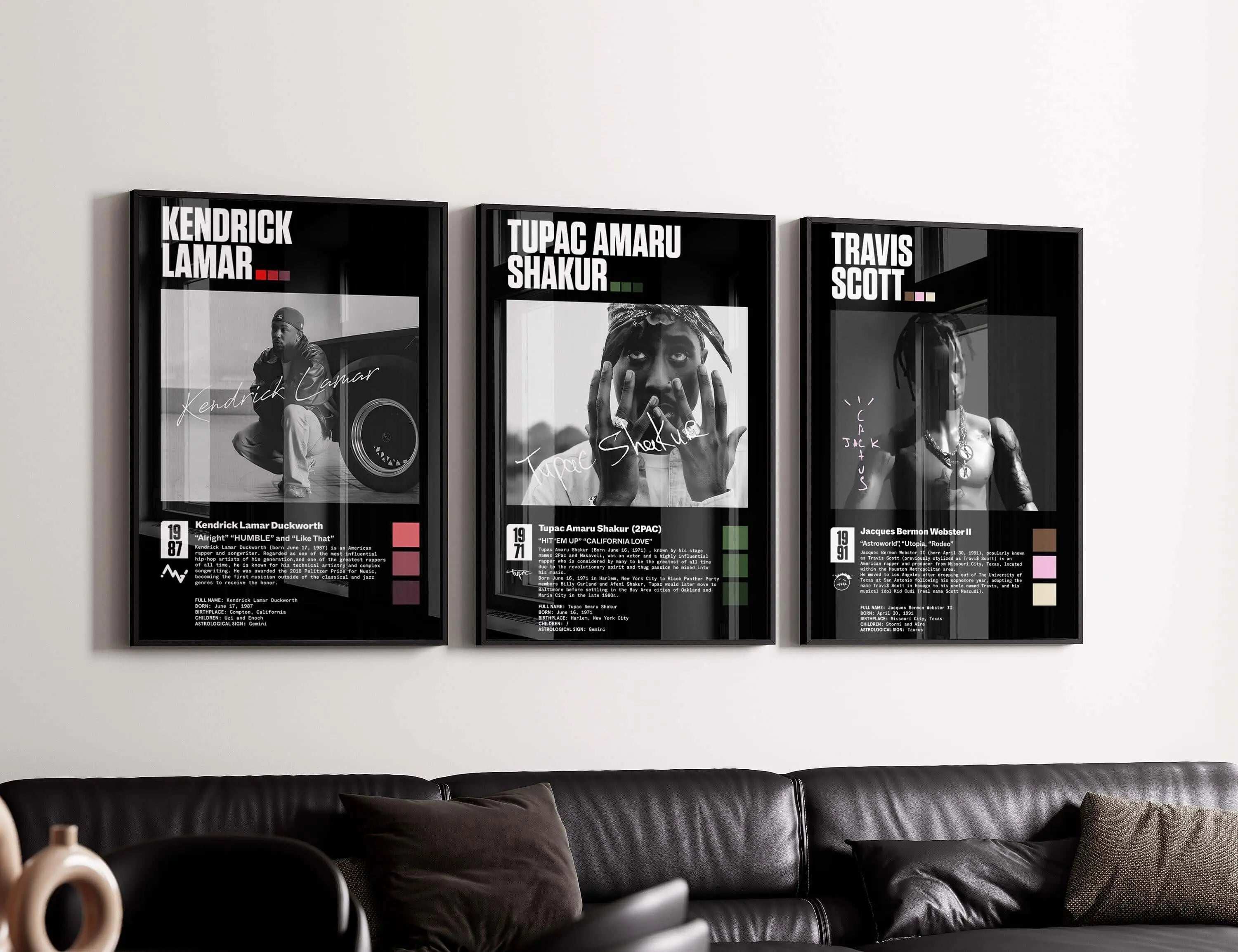 HAUS OF PRINTS Rap legends Poster Set of 3 - MUSIC POSTERS featuring Rap legends Poster design elements