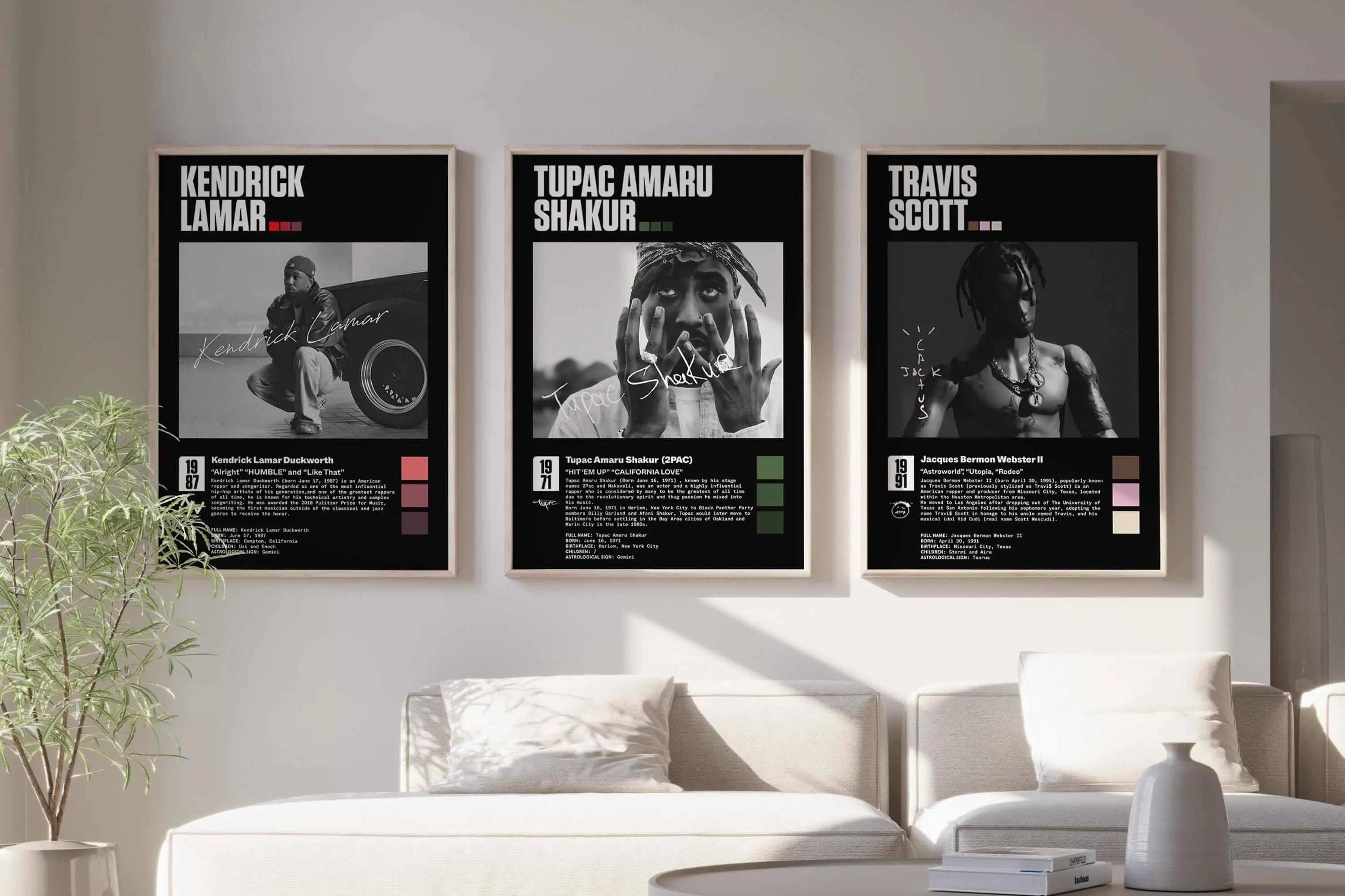 HAUS OF PRINTS Rap legends Poster Set of 3 - MUSIC POSTERS featuring Rap legends Poster design elements