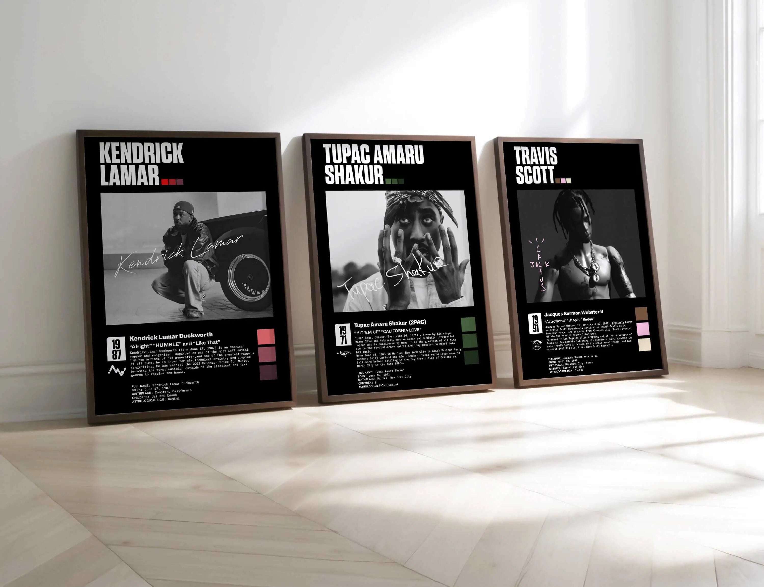 HAUS OF PRINTS Rap legends Poster Set of 3 - MUSIC POSTERS featuring Rap legends Poster design elements