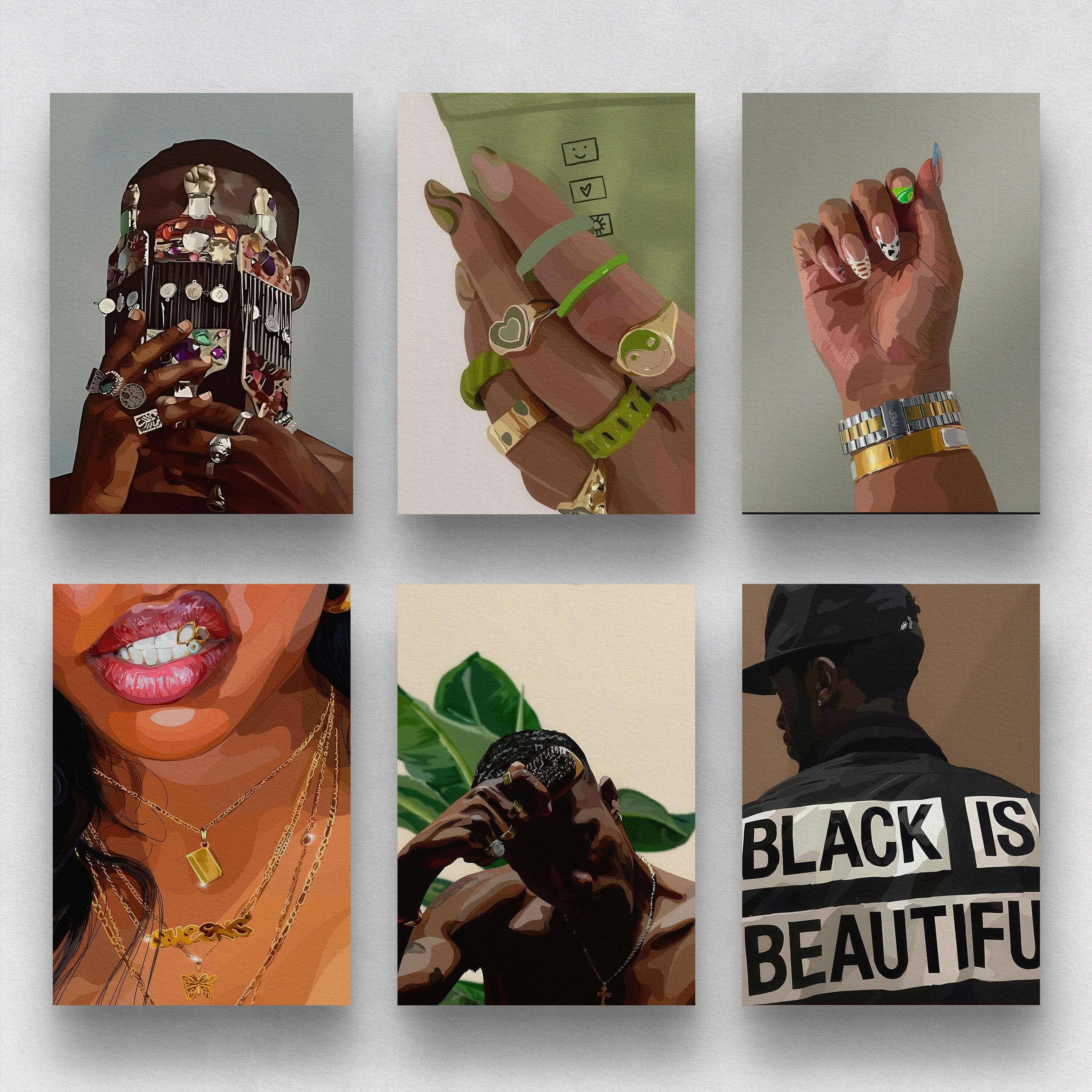 Set of 12 Minimalist Black Woman Art Prints - Haus of Prints