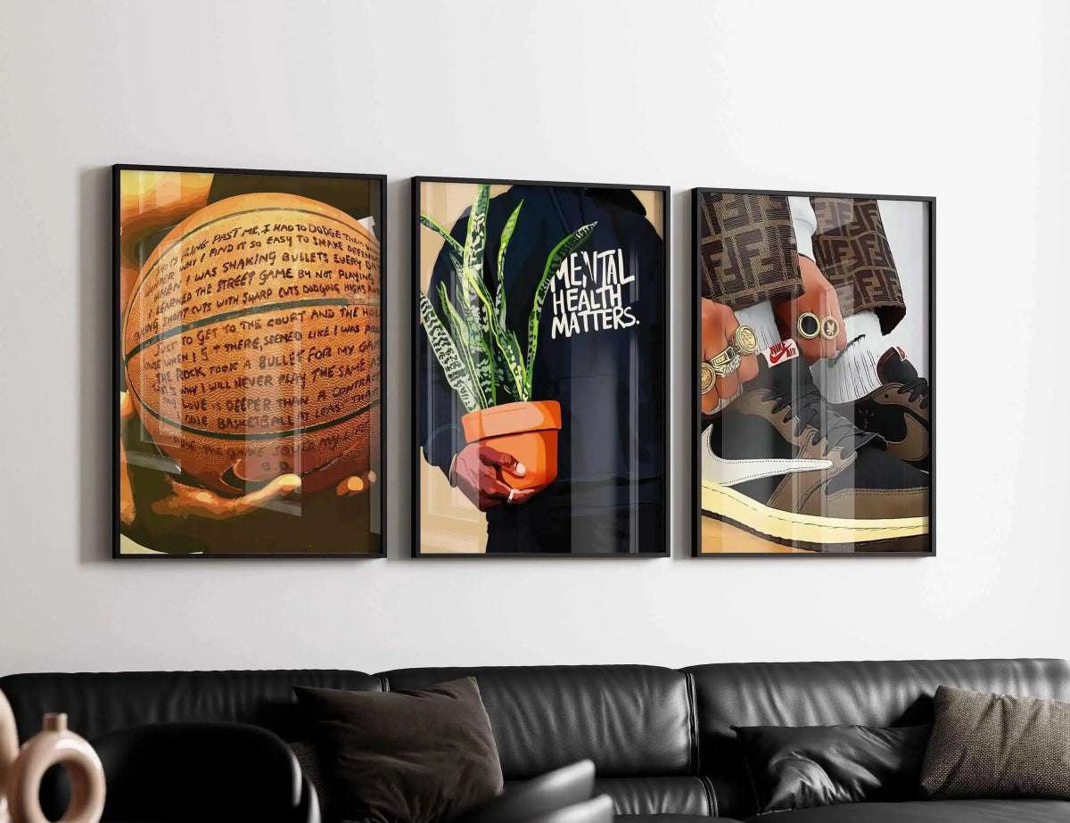 HAUS OF PRINTS Set of 3 Black Man Art Posters - BLACK ART featuring Set of 3 Black Man Art Posters design elements