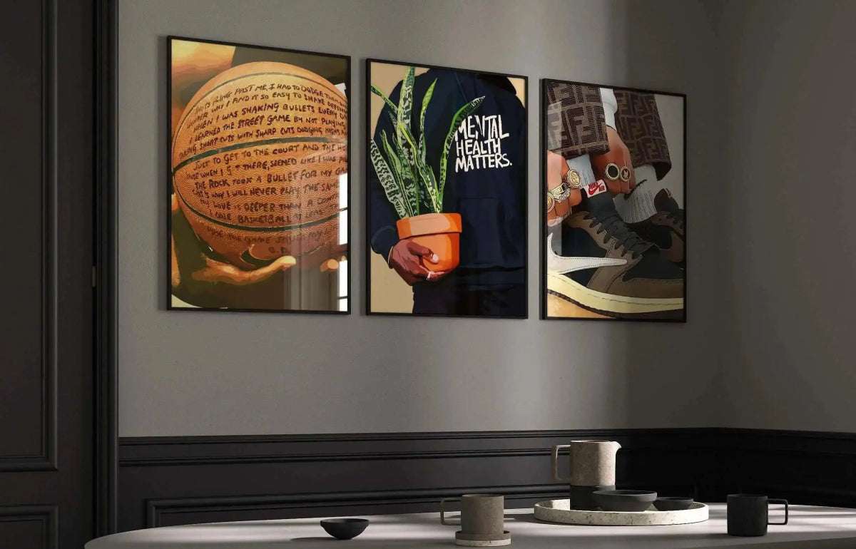 HAUS OF PRINTS Set of 3 Black Man Art Posters - BLACK ART featuring Set of 3 Black Man Art Posters design elements