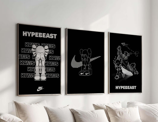 Set of 3 Black and White Hypebeast Posters - Haus of Prints
