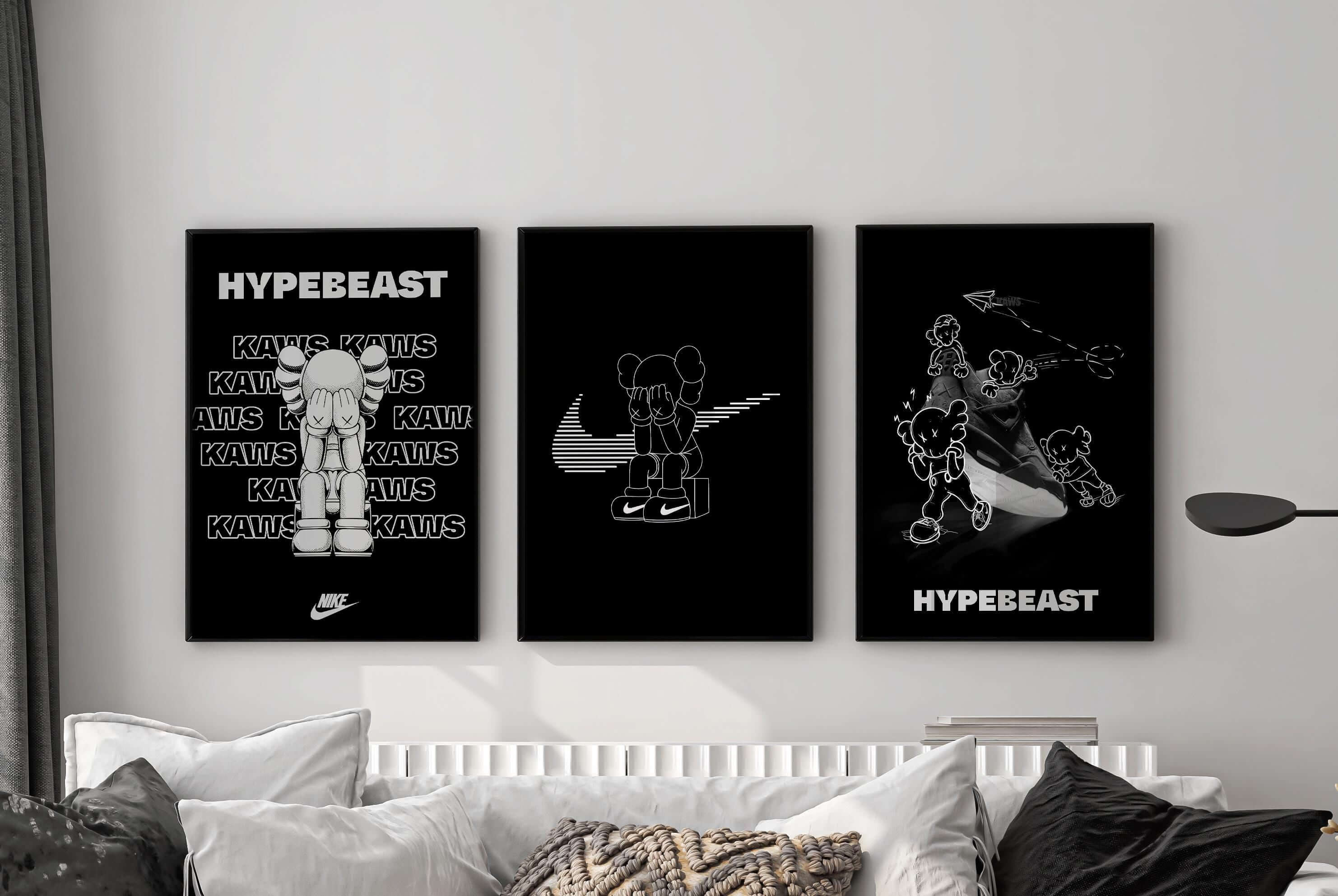 Set of 3 Black and White Hypebeast Posters - Haus of Prints