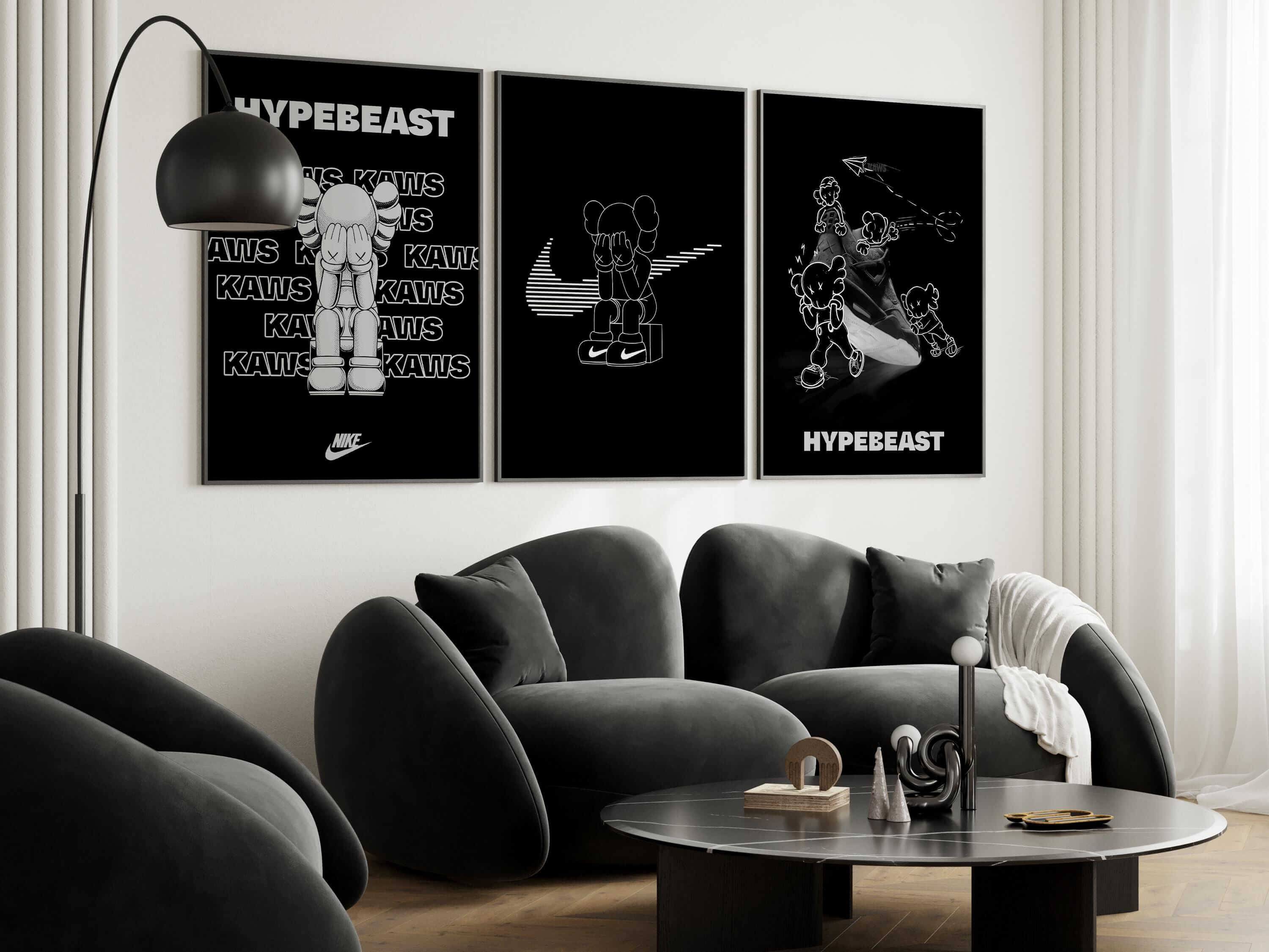 Set of 3 Black and White Hypebeast Posters - Haus of Prints