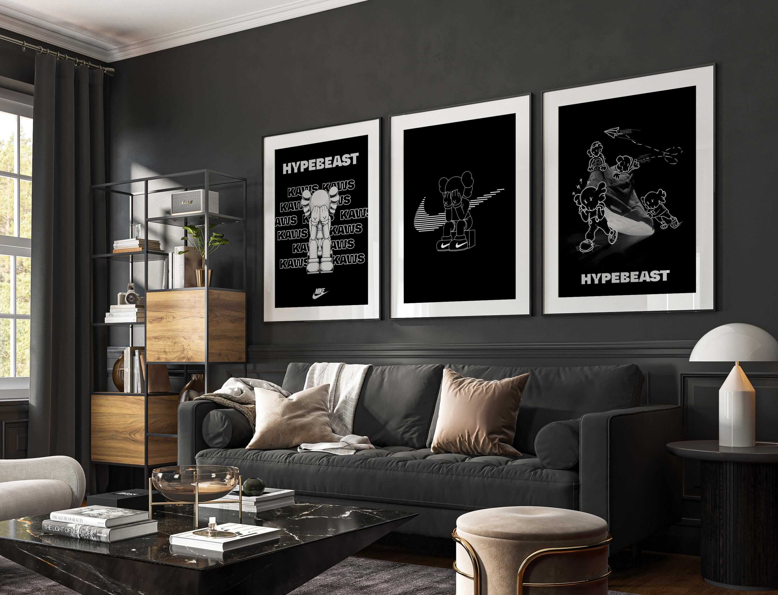 Set of 3 Black and White Hypebeast Posters - Haus of Prints
