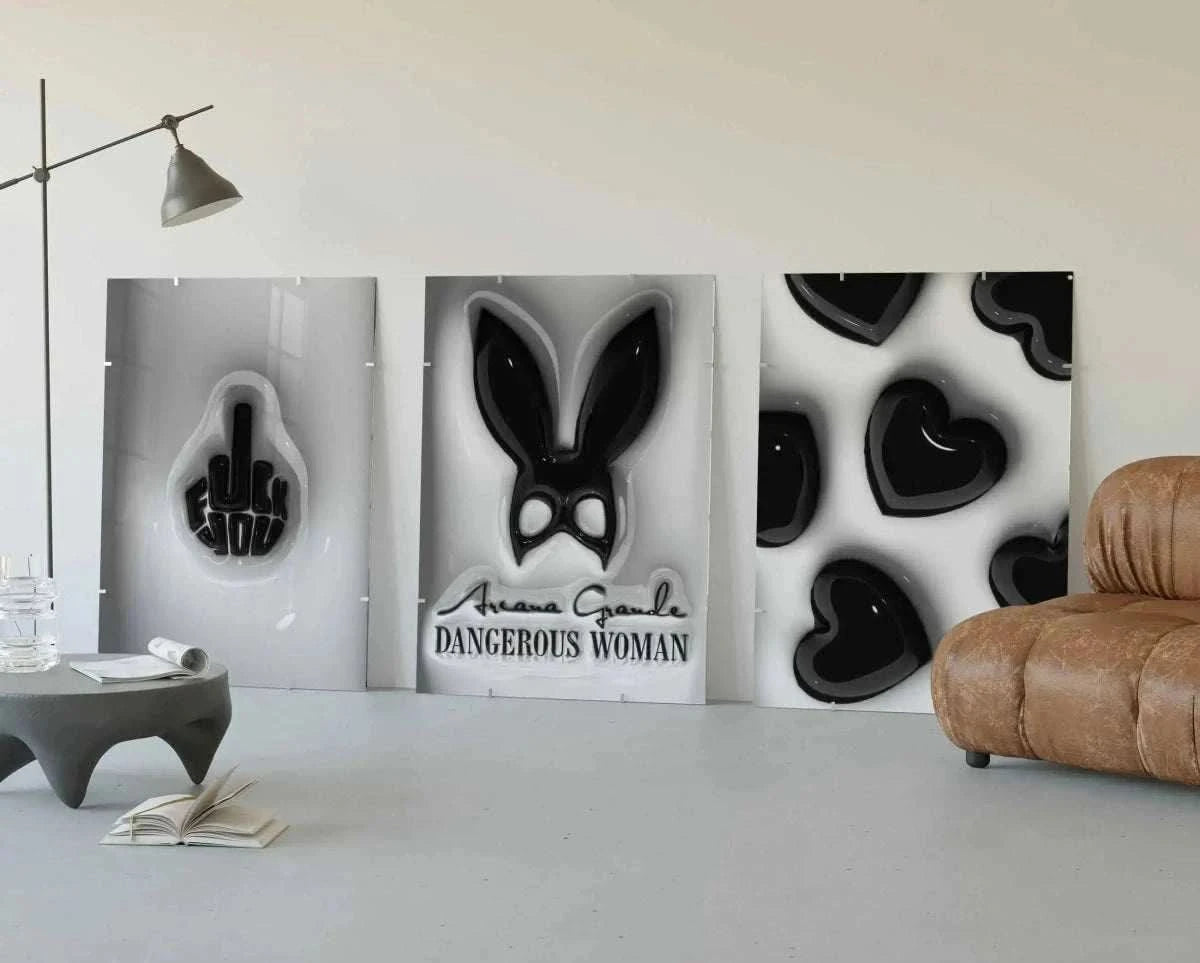 Set of 3 Hypebeast Black and White Posters featuring bold urban graphics for stylish wall decor.