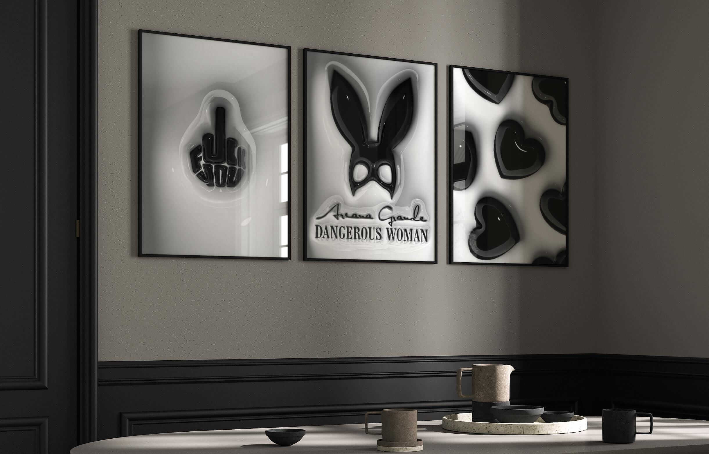 Set of 3 Hypebeast Black and White Posters - Haus of Prints