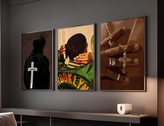 Set of 3 Printable Black Man Wall Art - Printable Wall Art by Haus of Prints