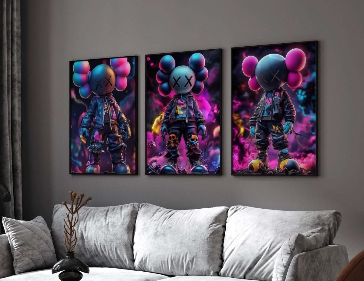 Close-up of the right poster in the Set of 3 HYPEBEAST KAWS Teen Room Gaming Posters, featuring distinctive graphics.