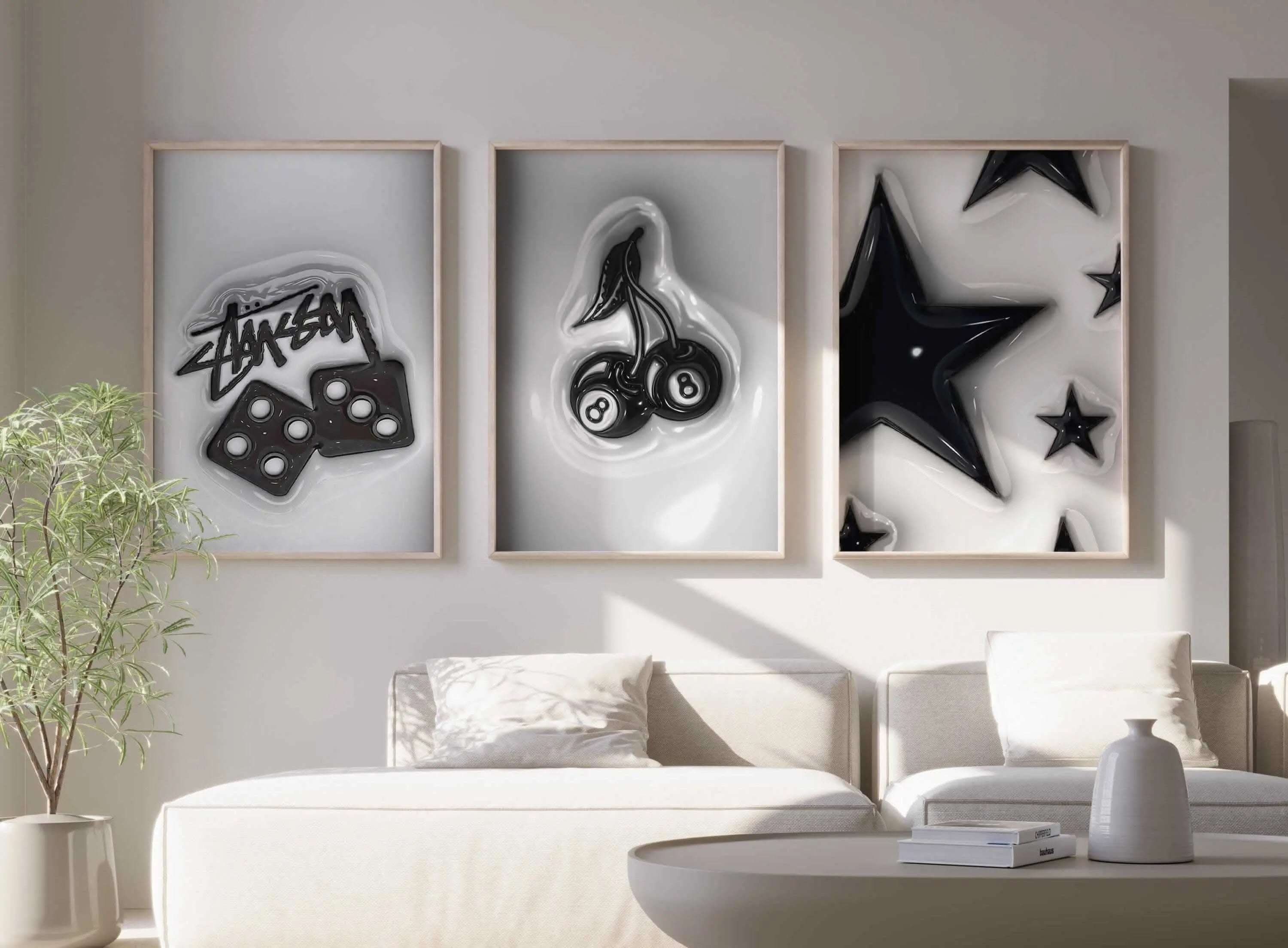 Stylish urban graphics in wall art form, suitable for trendy home decor in various sizes.