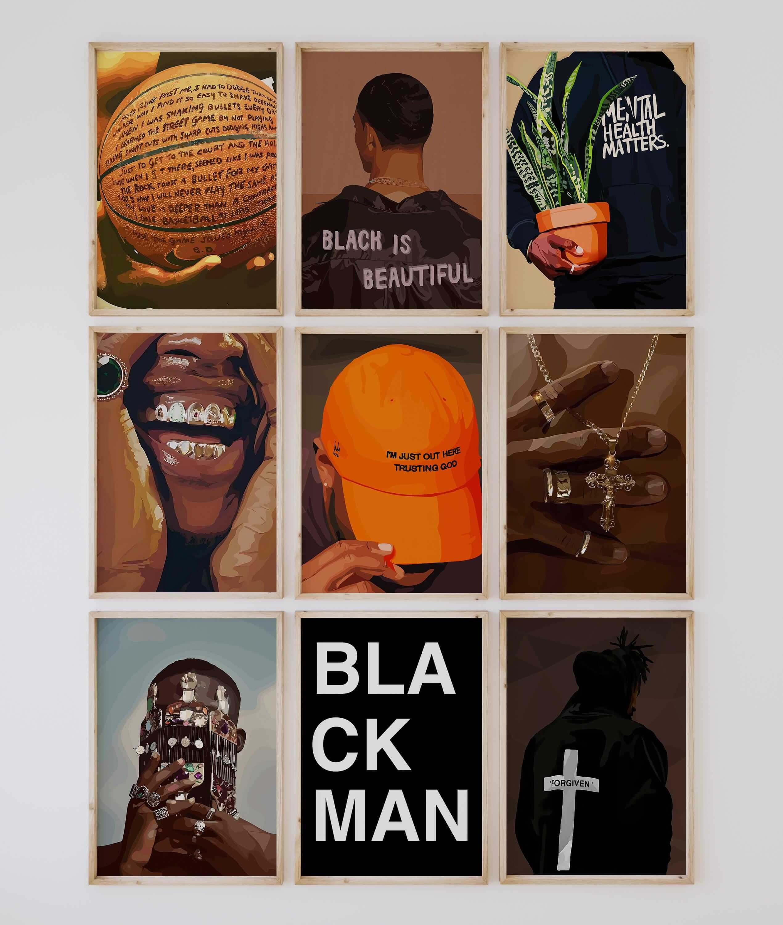 Set of 9 Black Men Wall Art - Haus of Prints