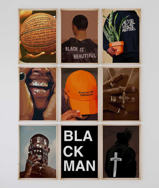 Set of 9 Black Men Wall Art - Printable Wall Art by Haus of Prints