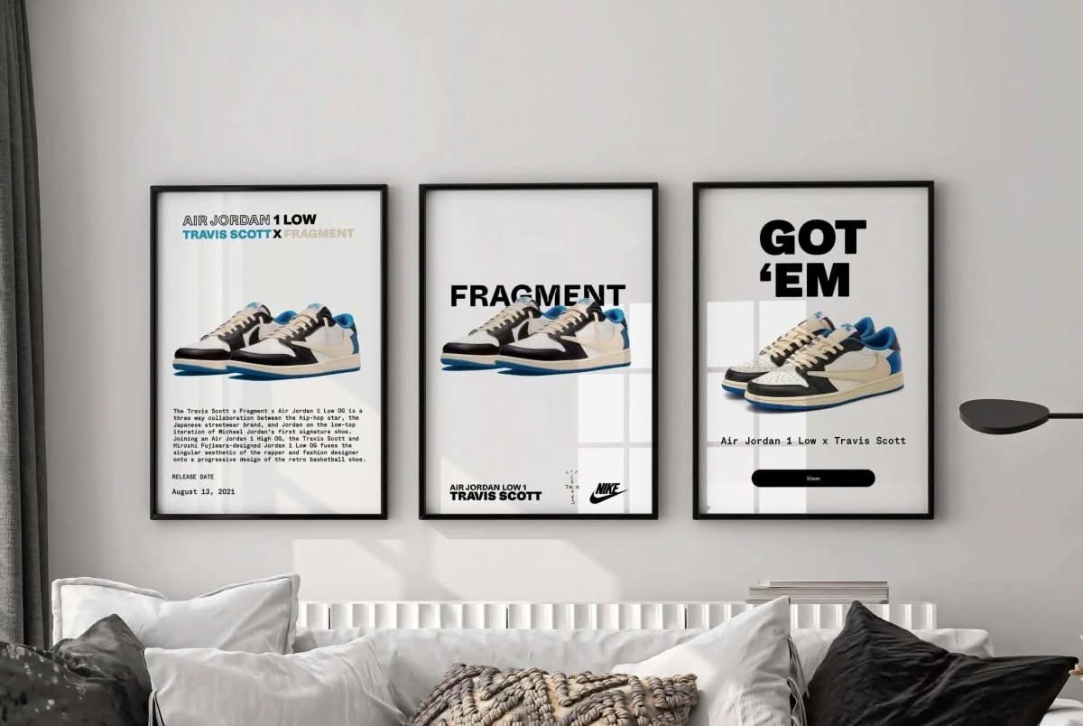 Graphic design of sneaker silhouette with bold colors, part of the Sneaker Printable Wall Art Set.