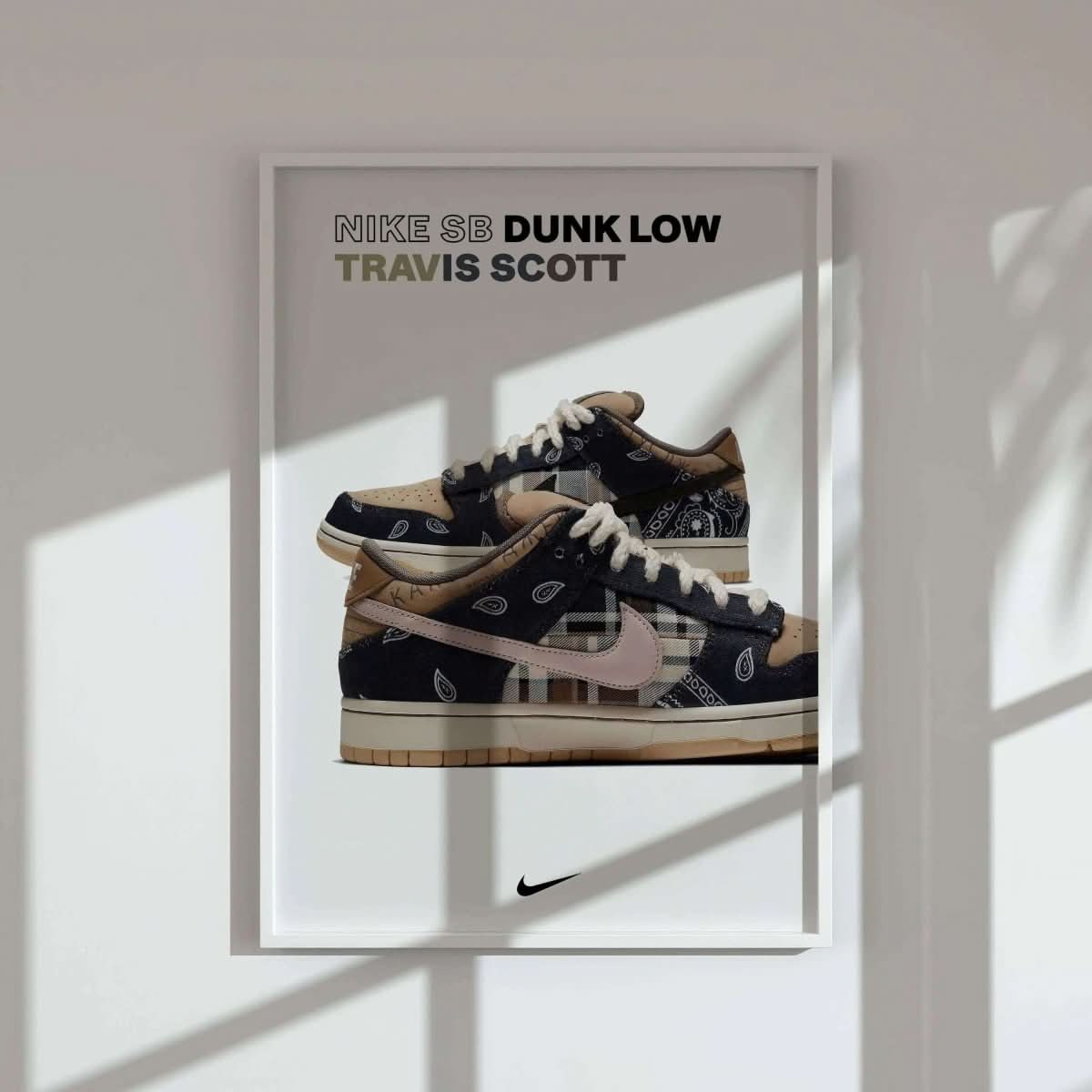 Detailed view of a sneaker poster showcasing unique streetwear elements from the set.