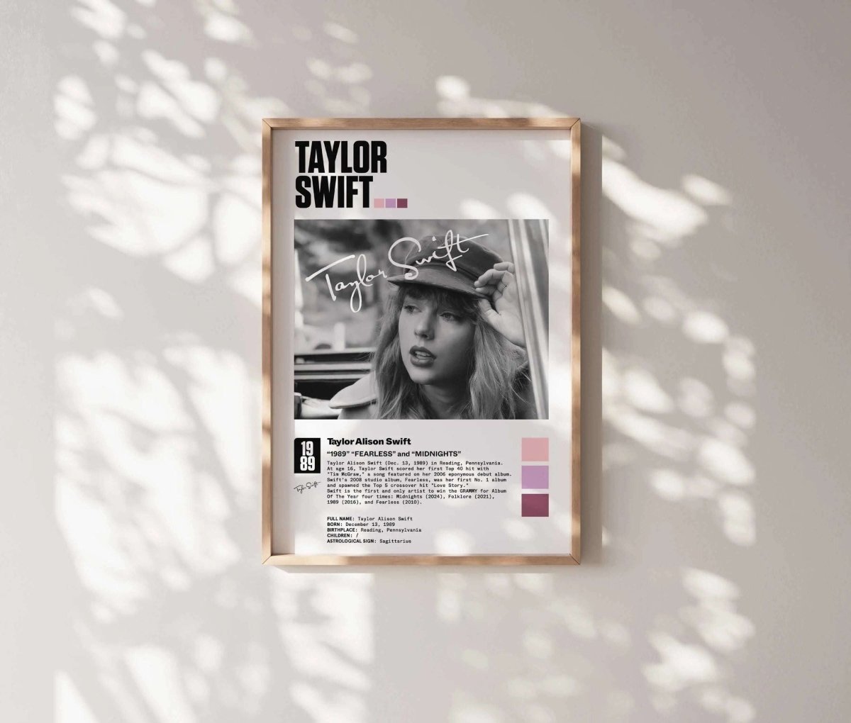 Taylor Swift Poster Set of 3 featuring black and white portrait and lyrics, modern printable art for bedroom wall decor — Haus of Prints.