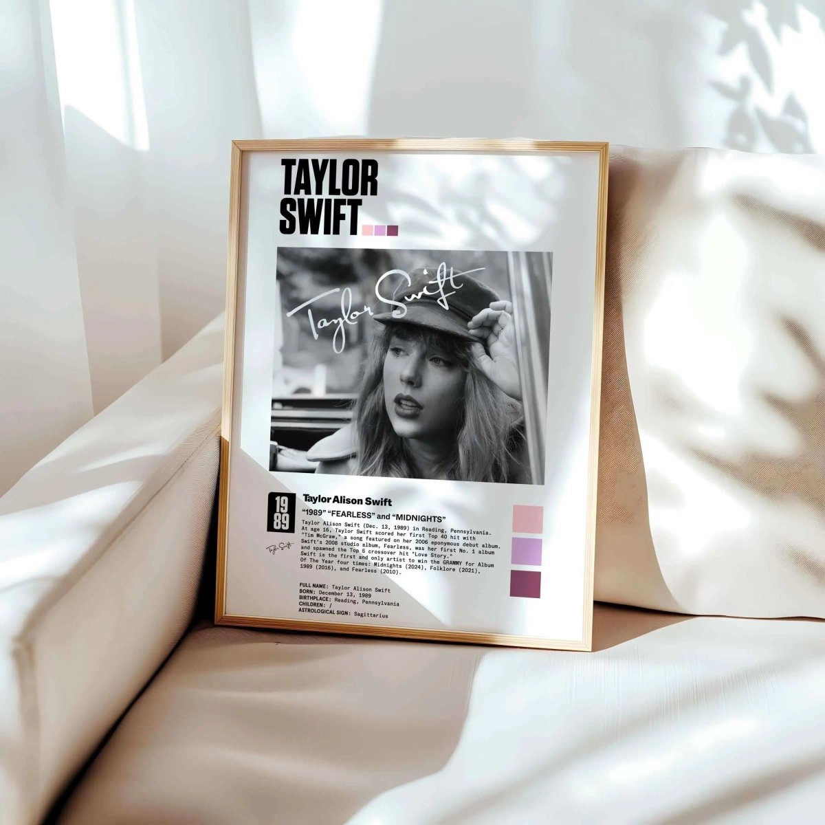 Taylor Swift Poster Set of 3 featuring black and white digital art prints in a modern framed style, perfect for living room decor, Haus of Prints.