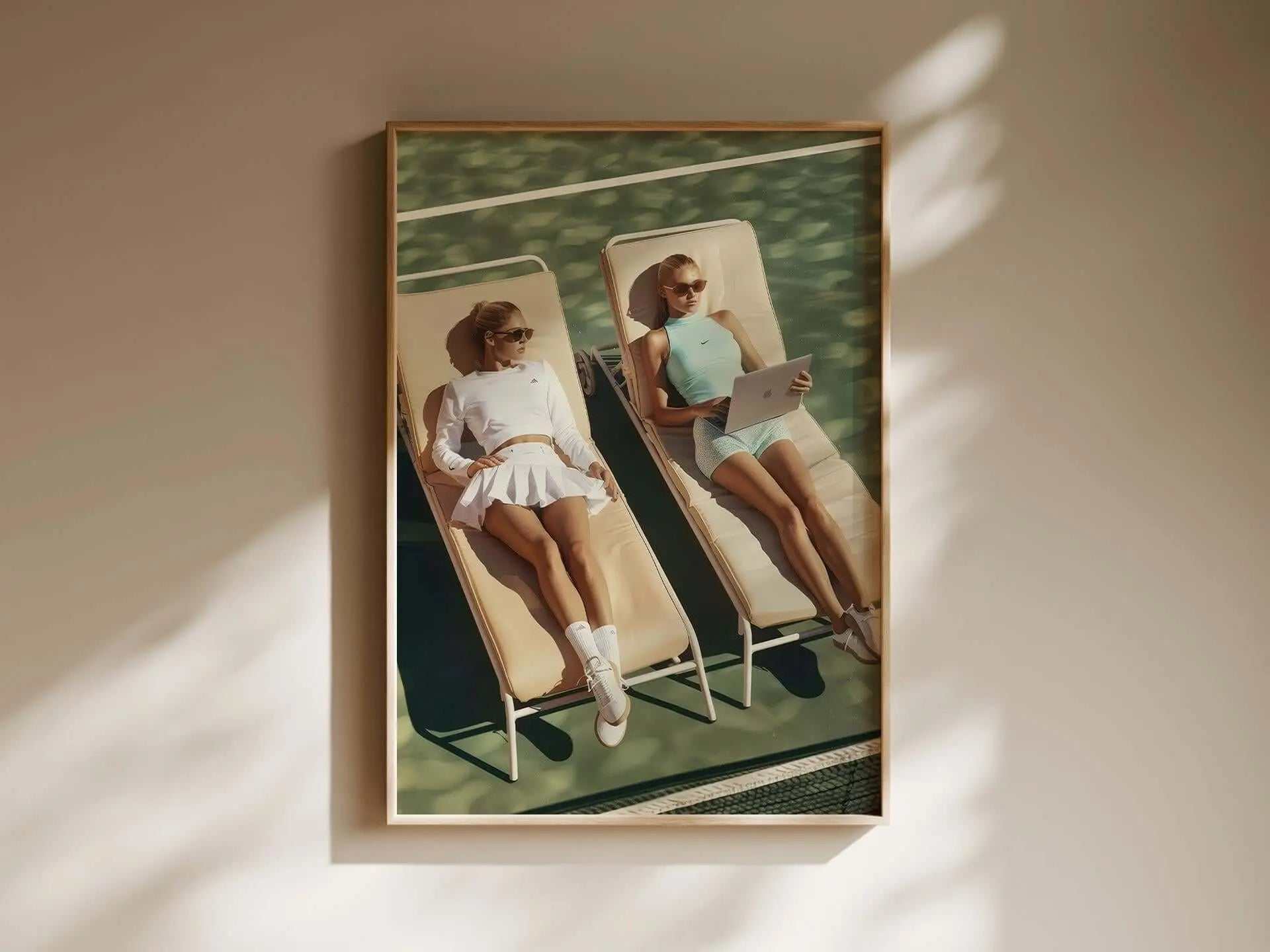 Tennis Wall Art Set of 3 printable digital wall art featuring stylish players lounging, perfect for modern home decor by Haus of Prints.