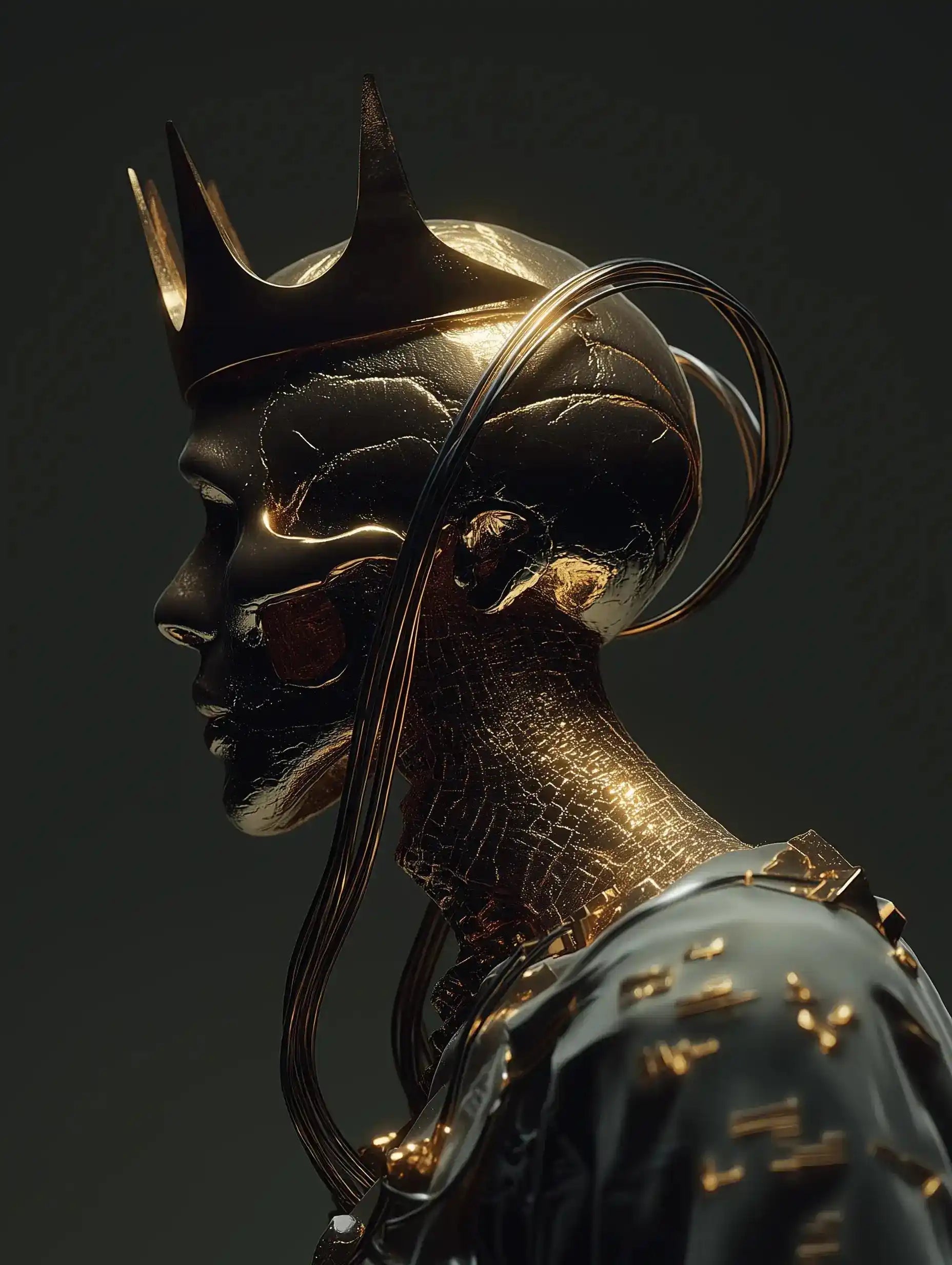 The Gold King with his crown on a dark background