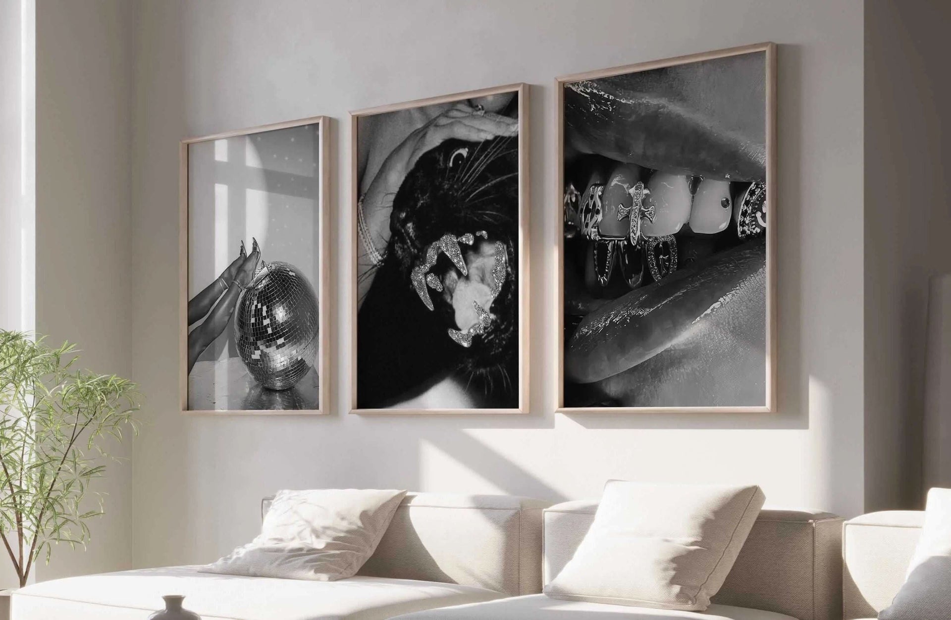 Stylish digital wall art set showcasing diverse fashion elements, perfect for modern decor.