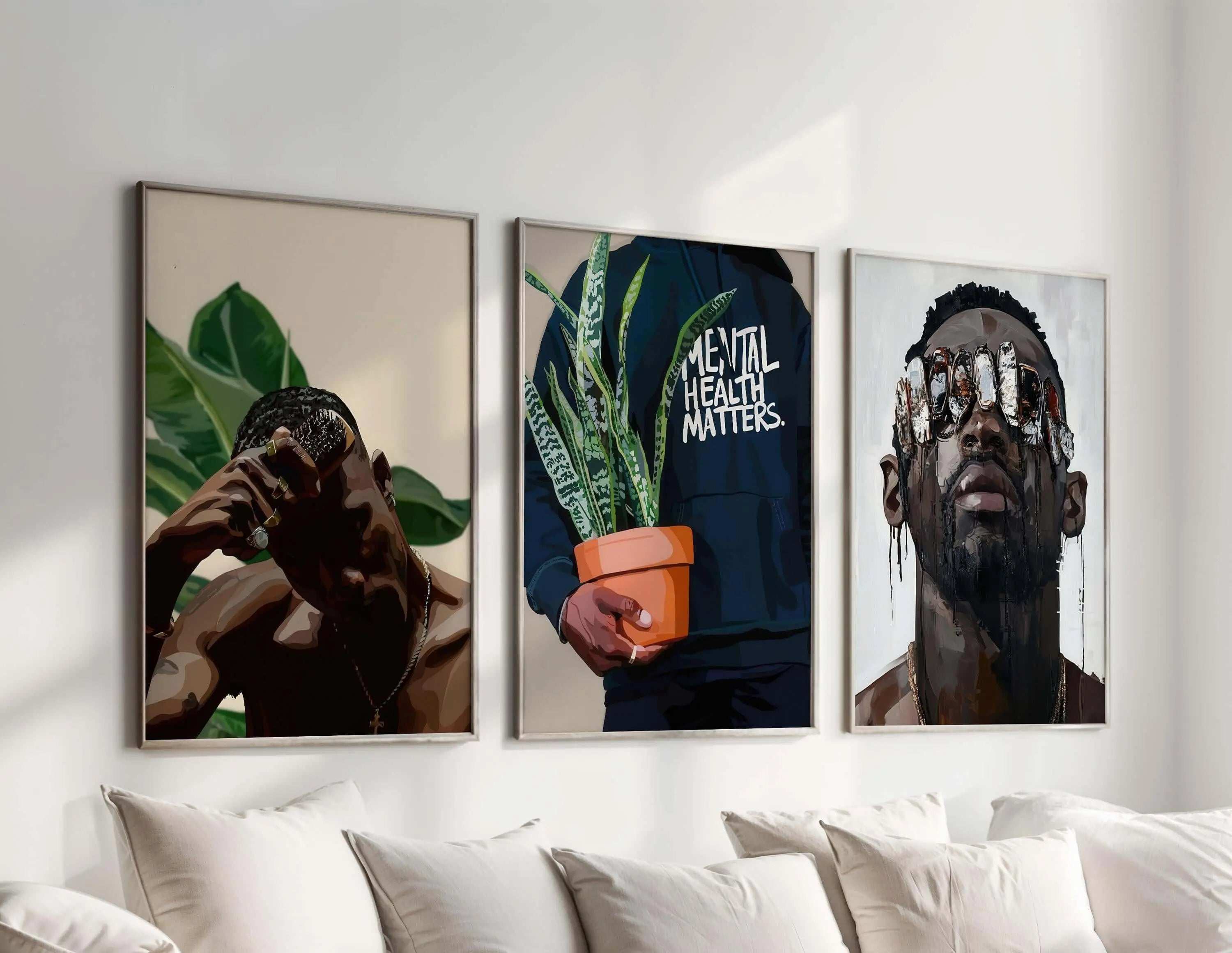HAUS OF PRINTS Urban Masculine Wall Art Set of 6 - BLACK ART featuring Urban Masculine Wall Art design elements