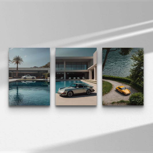 Vintage Porsche 911 Wall Art Set of 3 - Haus of Prints