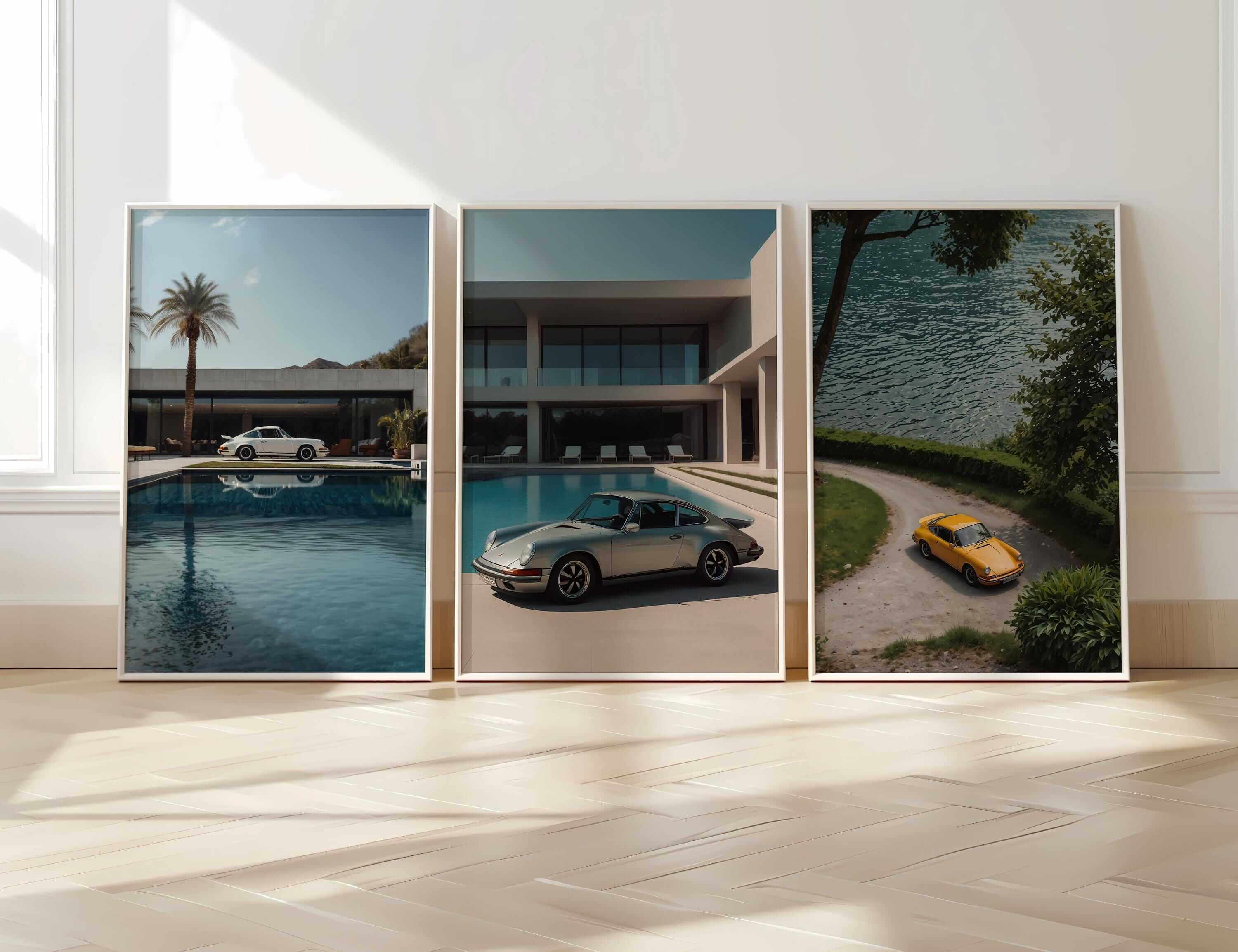 Vintage Porsche 911 Wall Art Set of 3 - Haus of Prints