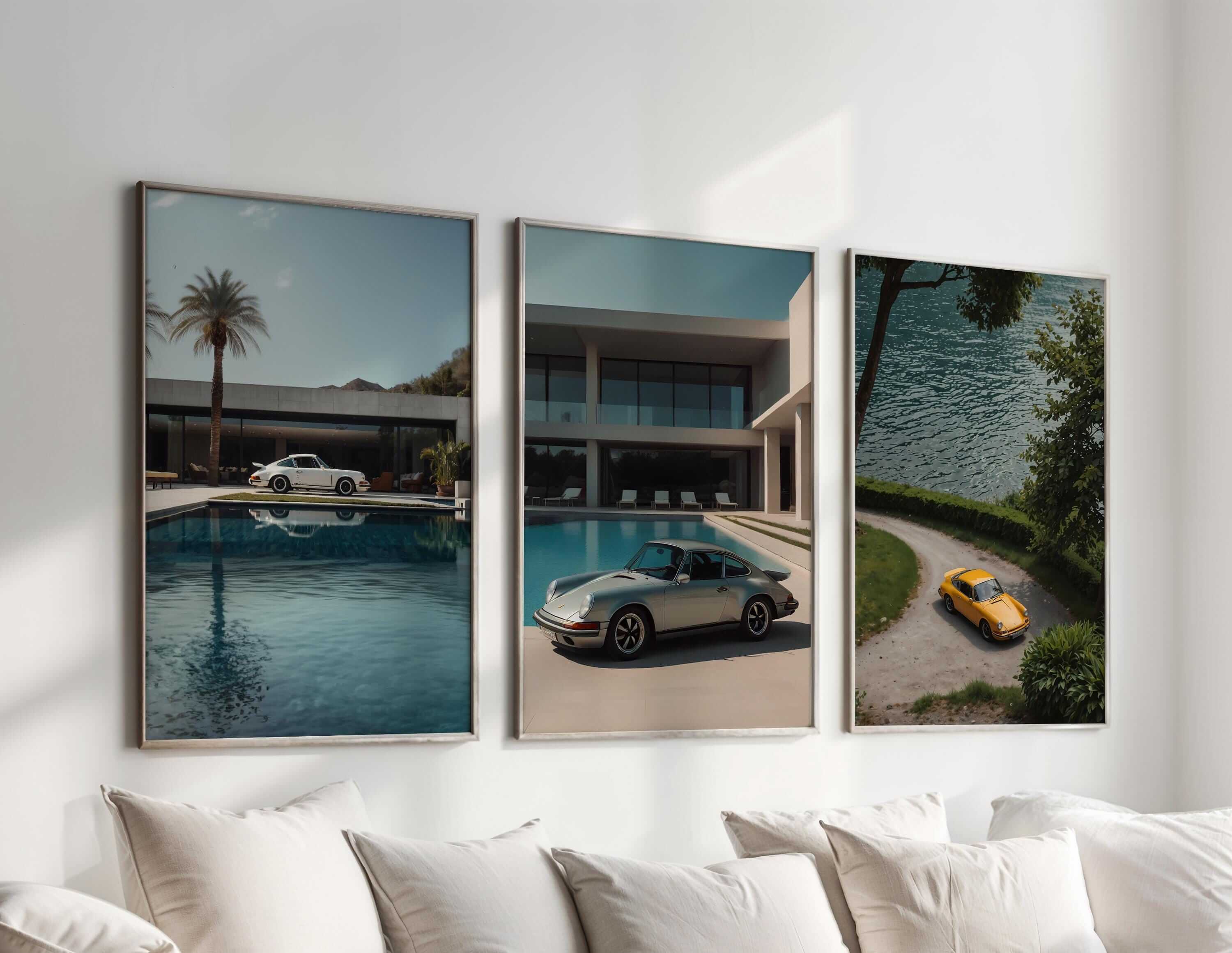 Vintage Porsche 911 Wall Art Set of 3 - Haus of Prints