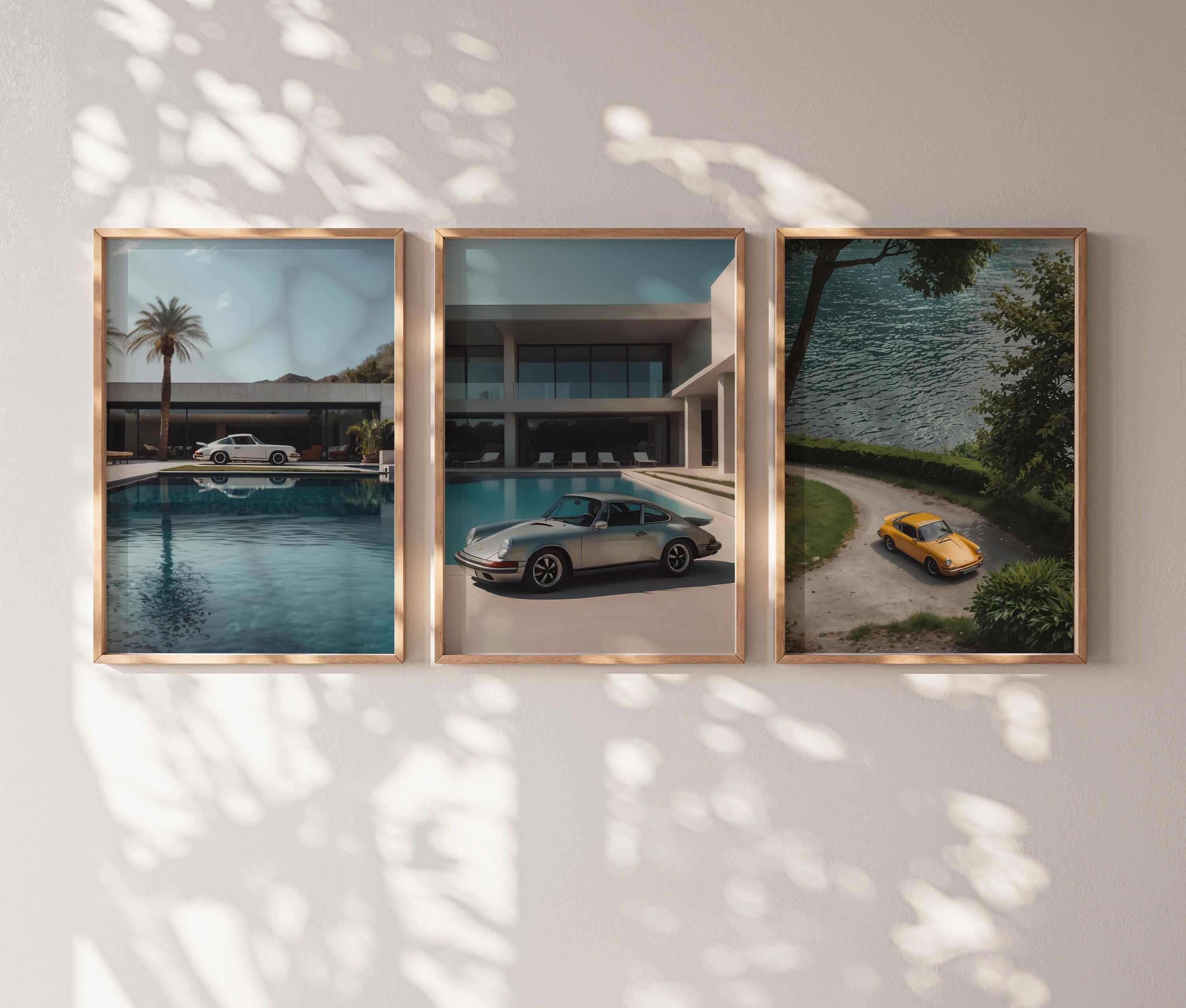 Vintage Porsche 911 Wall Art Set of 3 - Haus of Prints