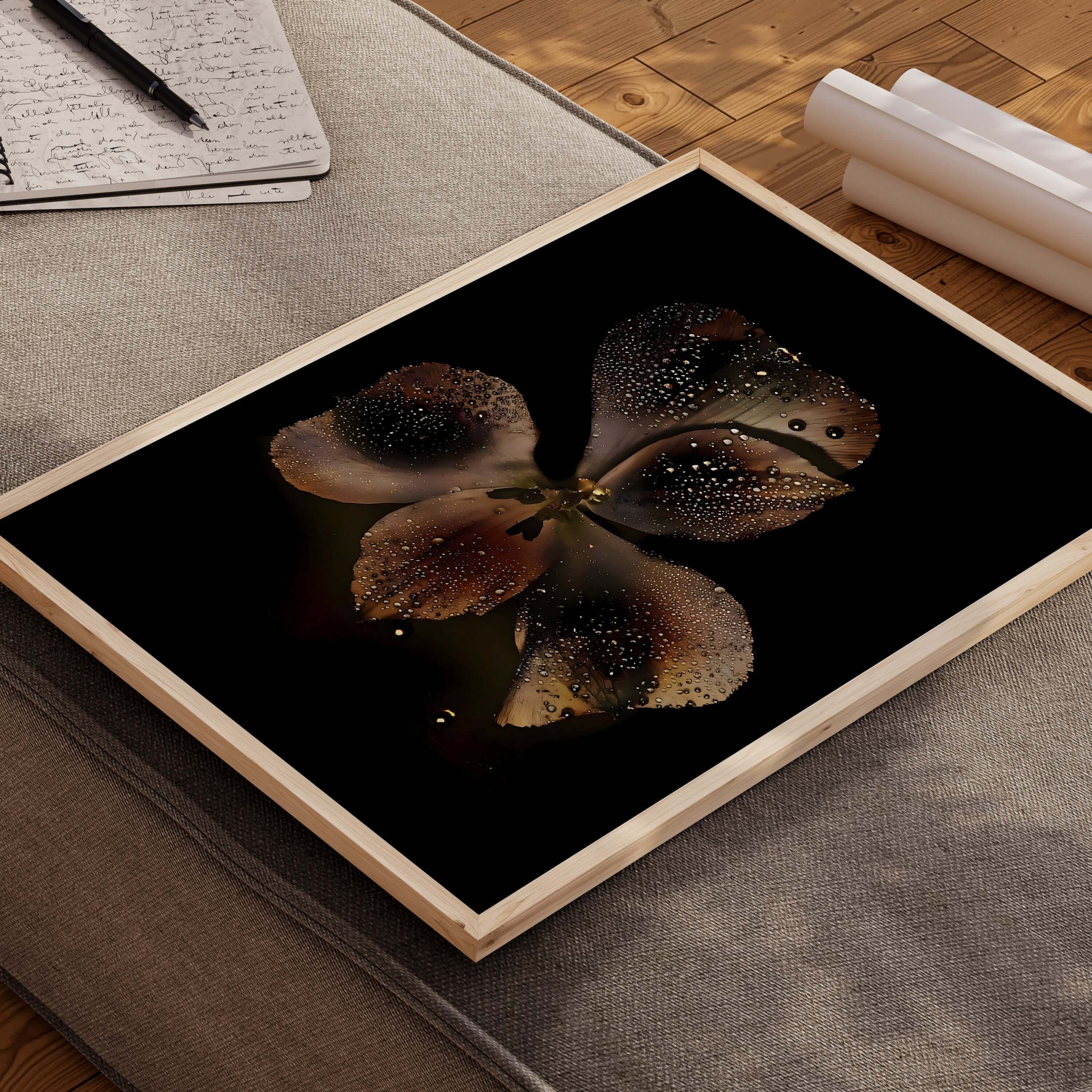 noir-orchid-botanical-art-printable-wall-art-modern-decor-elegant-floral-print-with-dewdrops